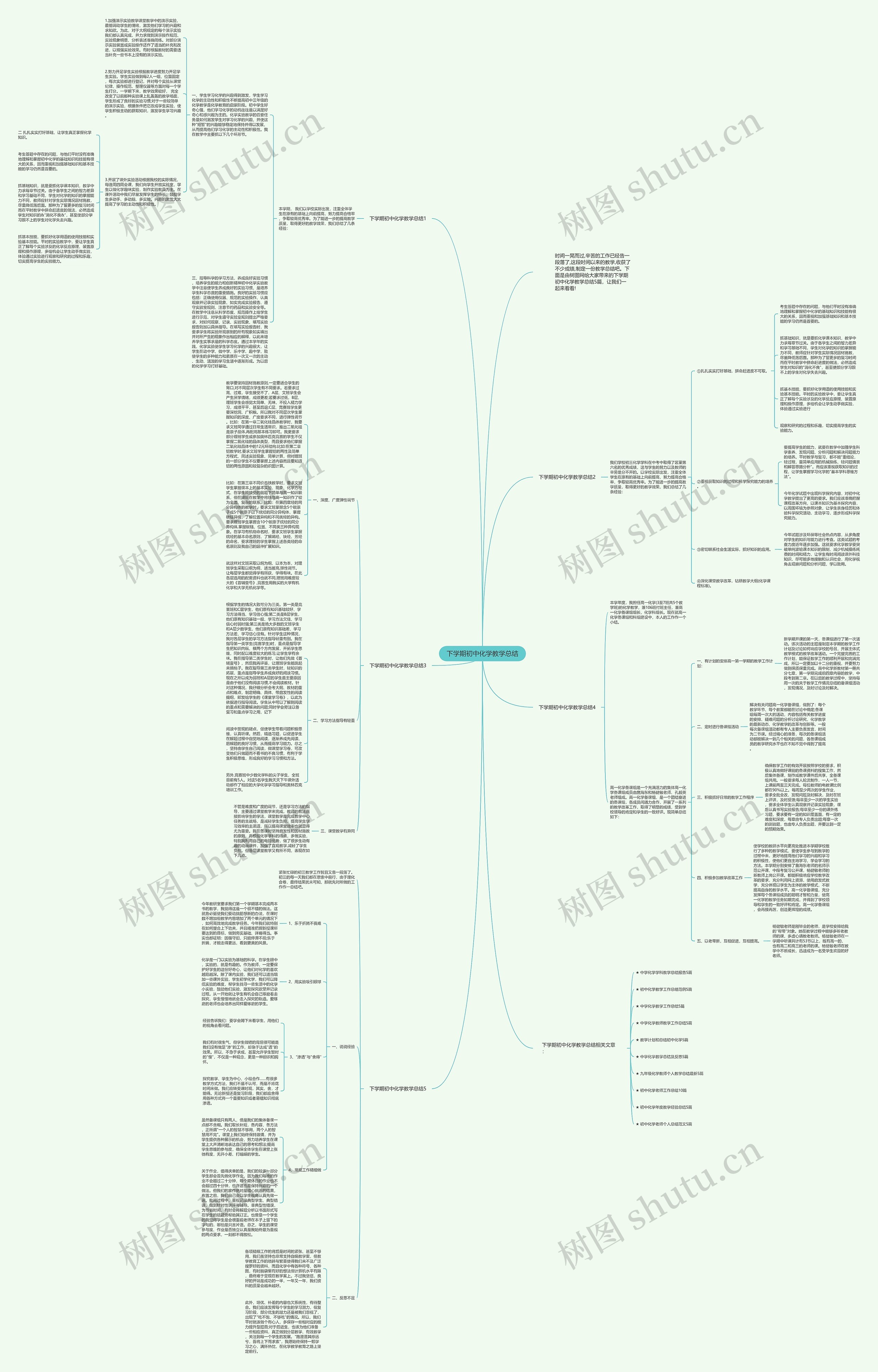 下学期初中化学教学总结思维导图