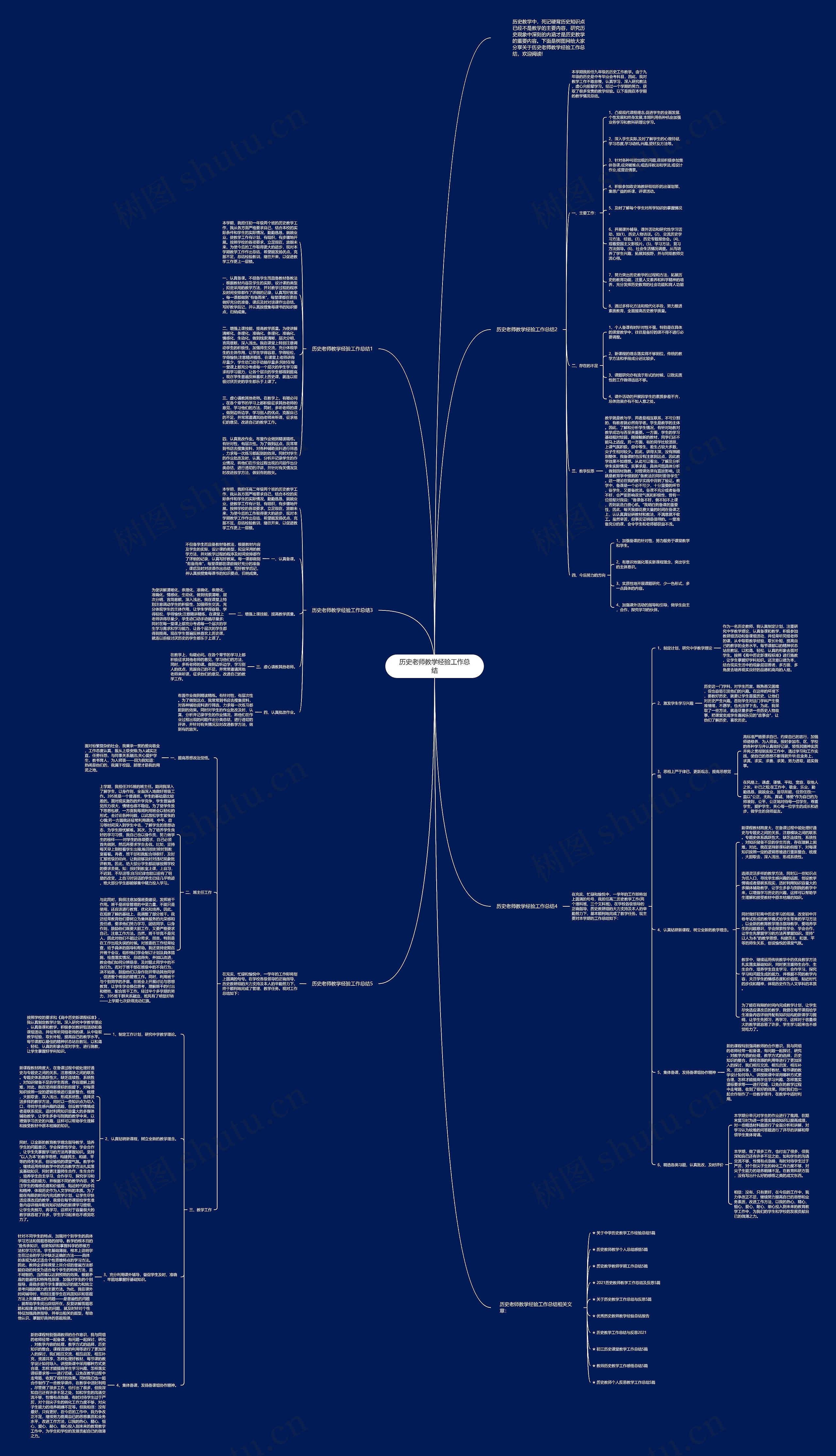 历史老师教学经验工作总结思维导图