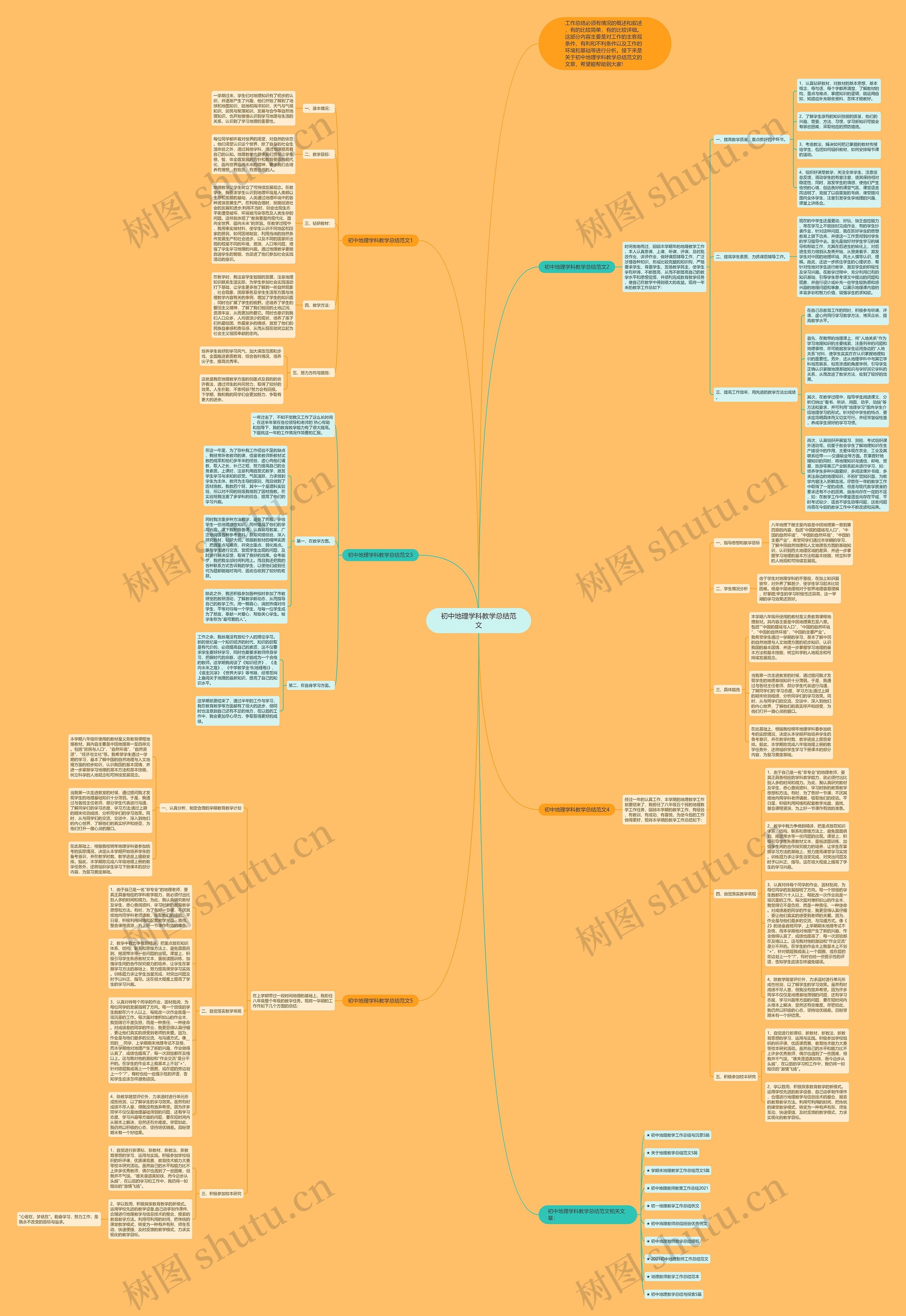 初中地理学科教学总结范文思维导图