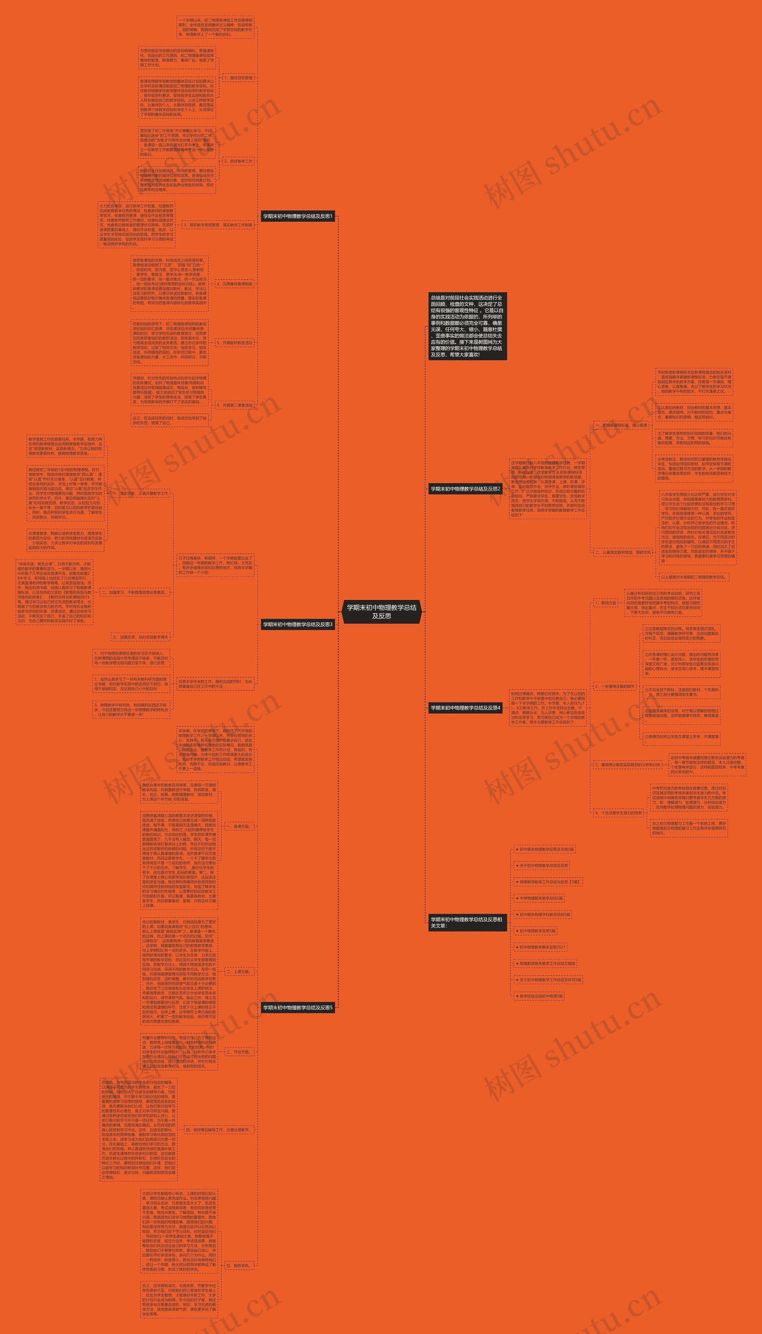 学期末初中物理教学总结及反思思维导图