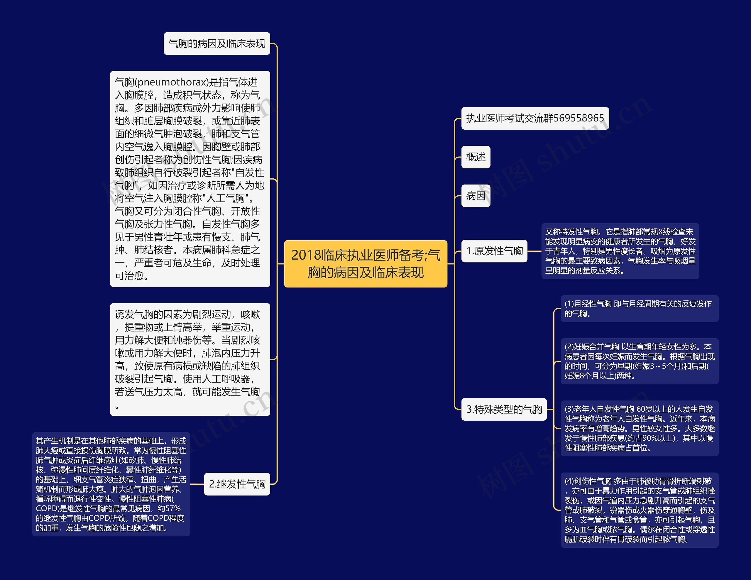 2018临床执业医师备考;气胸的病因及临床表现