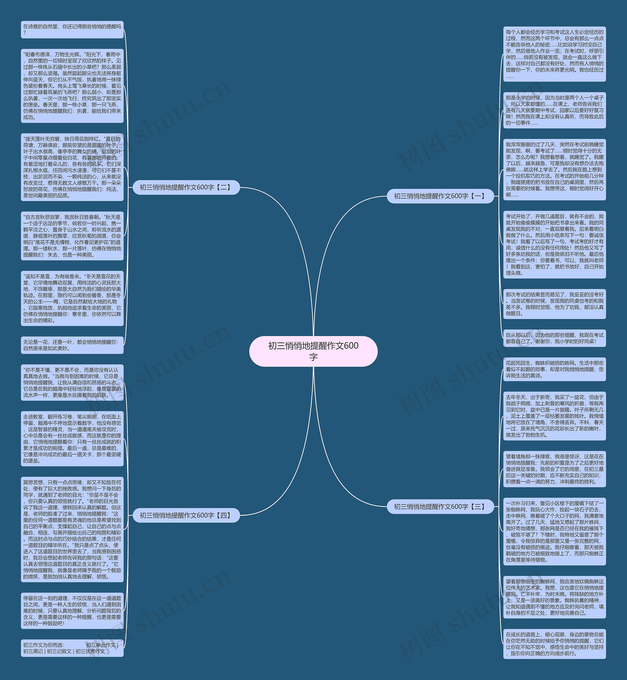 初三悄悄地提醒作文600字思维导图