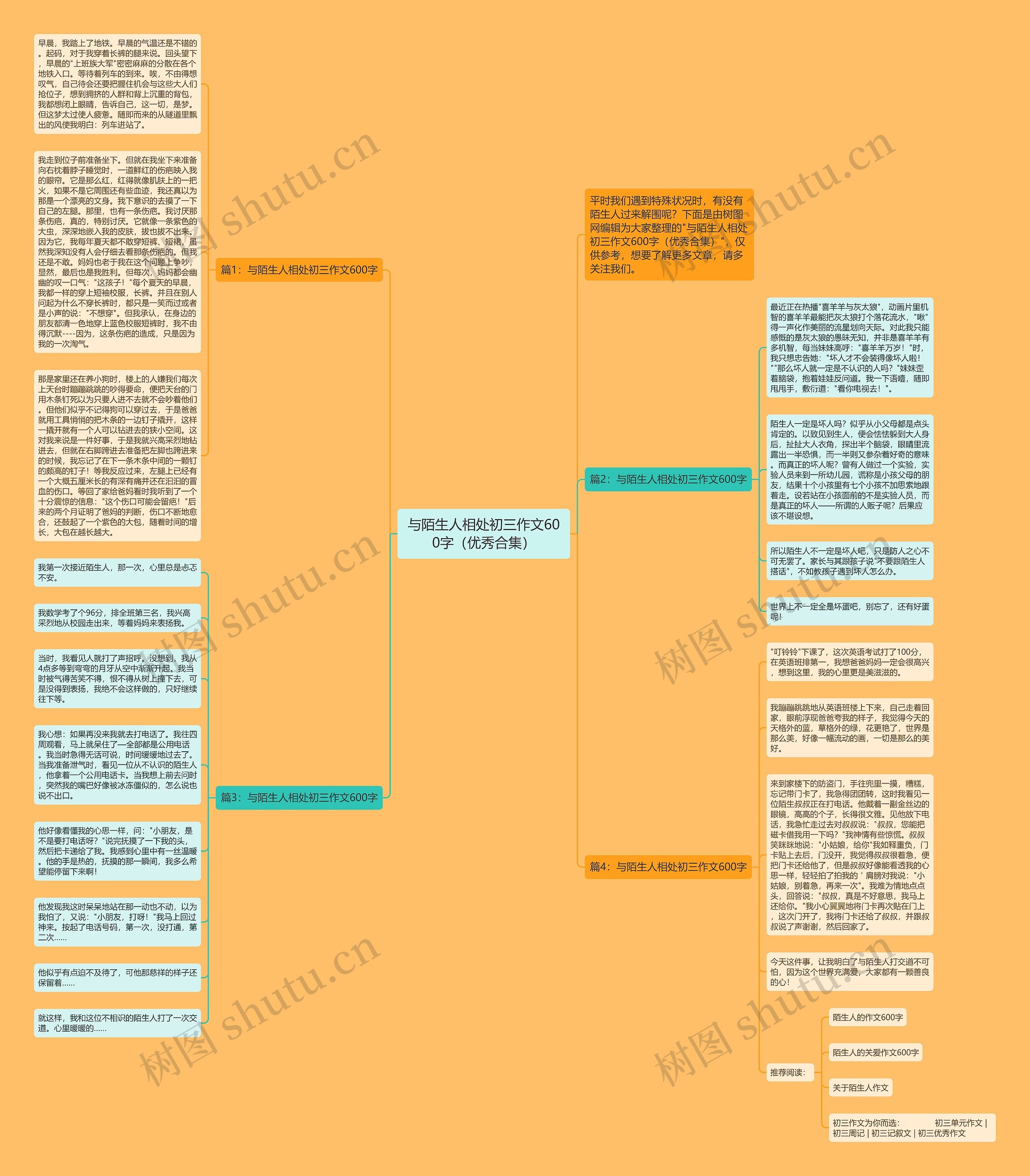 与陌生人相处初三作文600字（优秀合集）思维导图