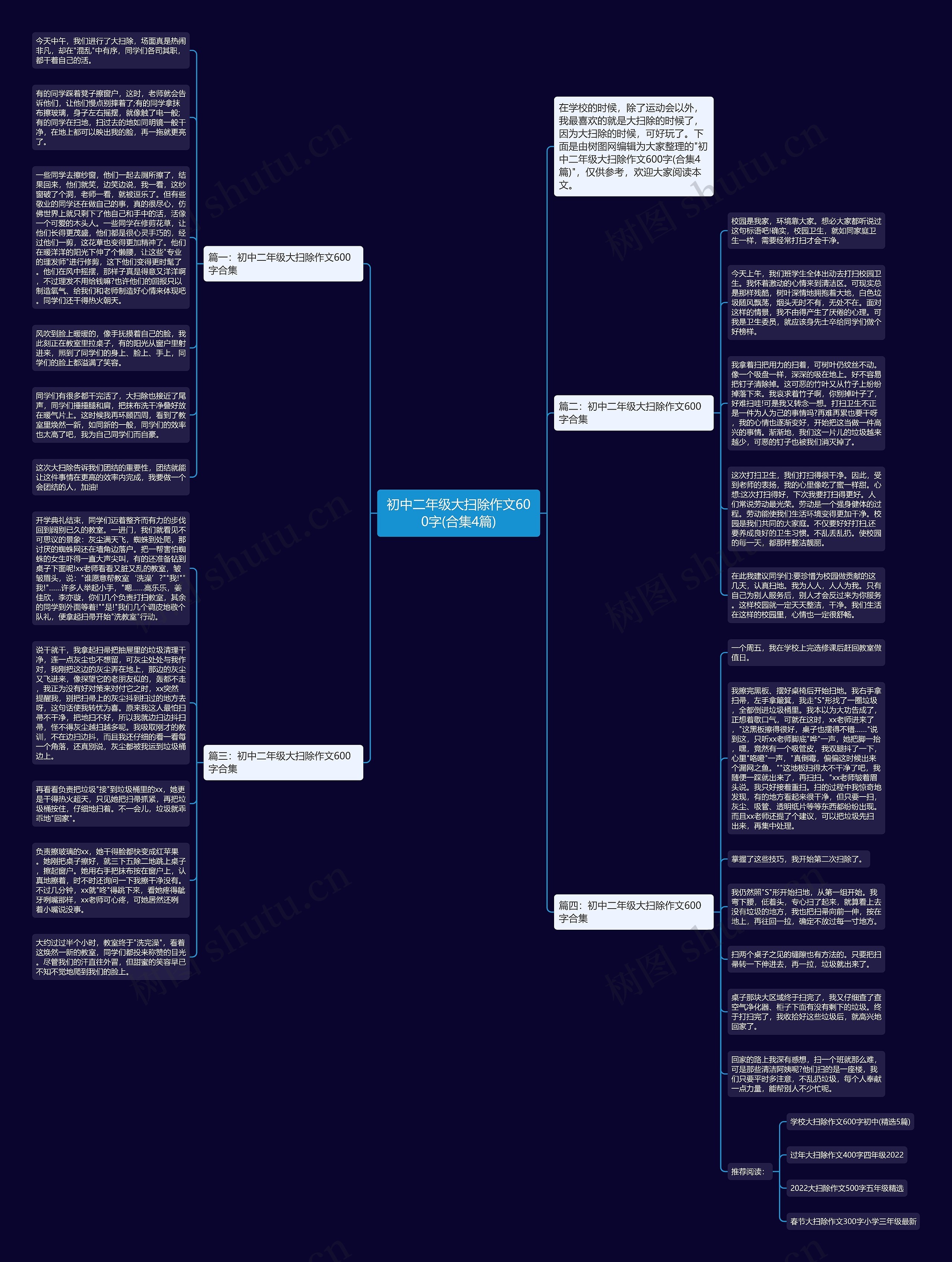 初中二年级大扫除作文600字(合集4篇)思维导图