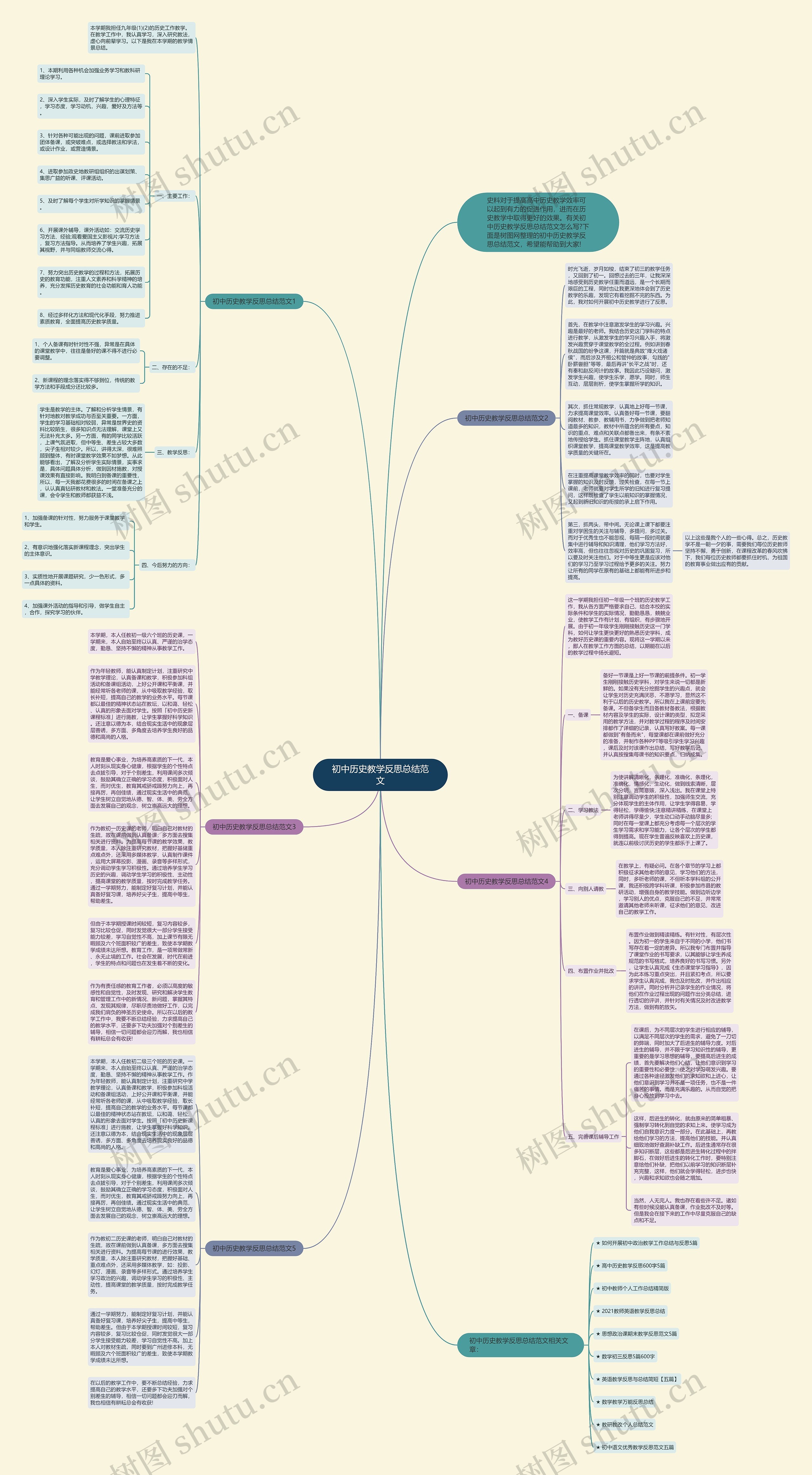 初中历史教学反思总结范文思维导图
