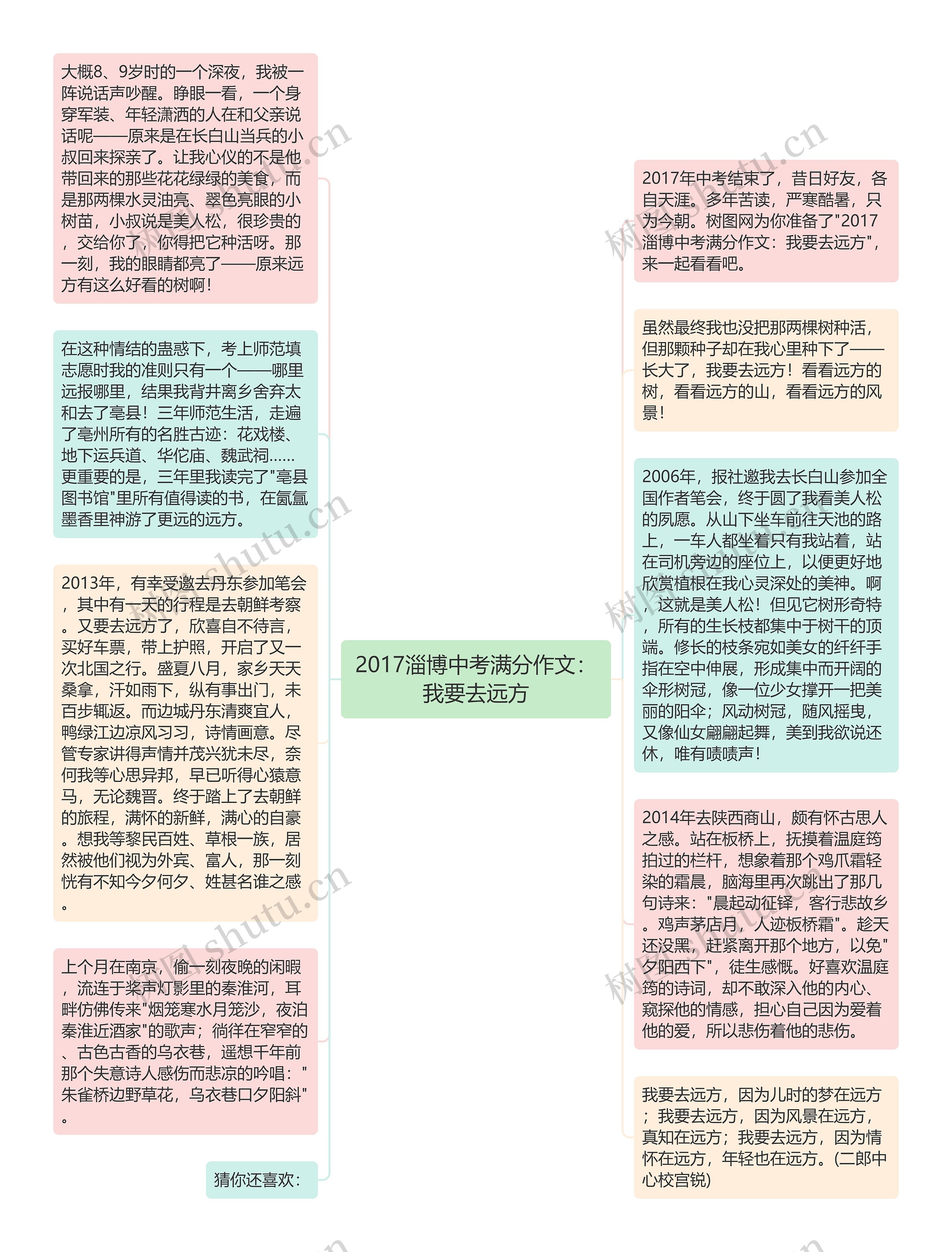 2017淄博中考满分作文：我要去远方思维导图