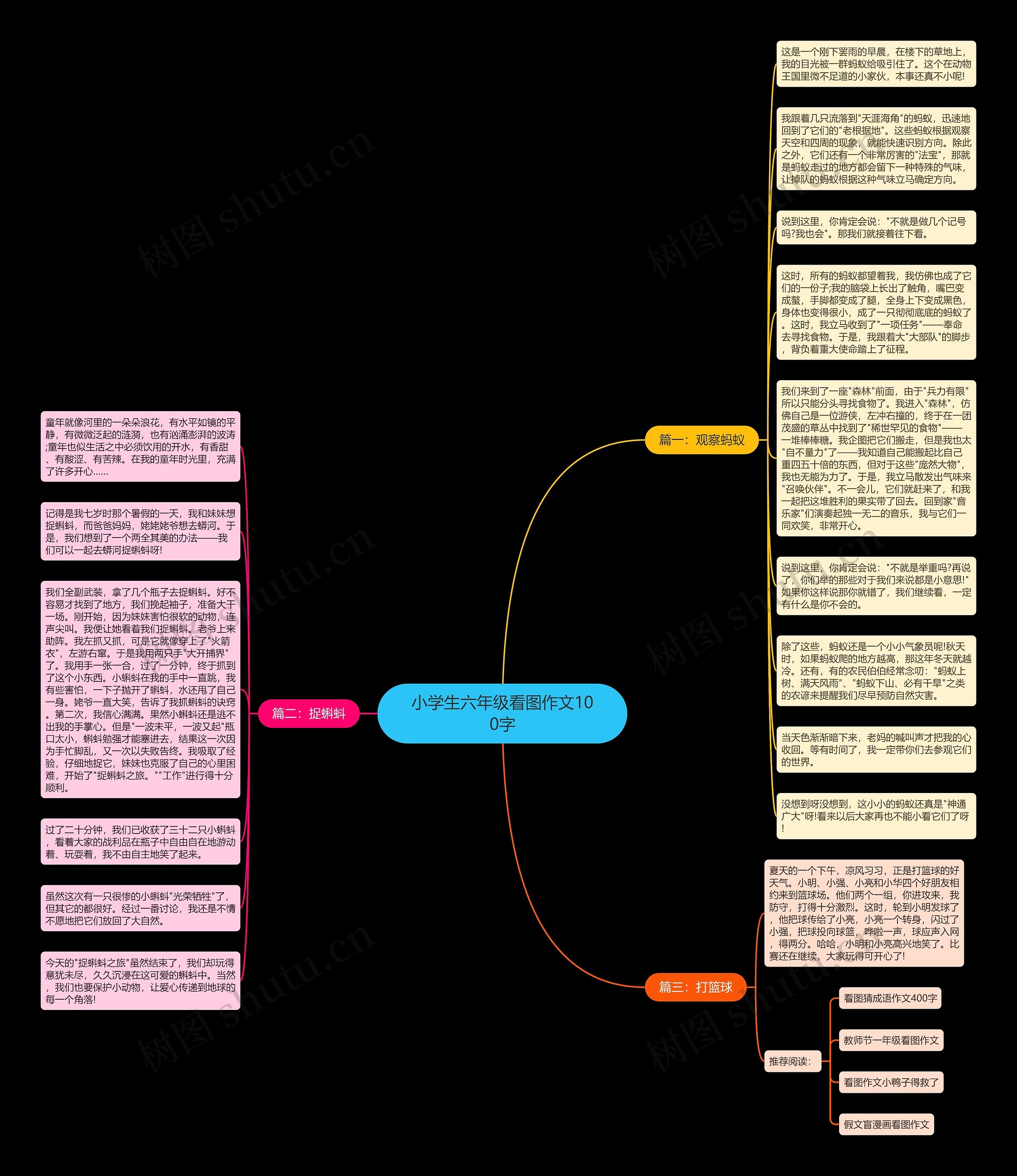小学生六年级看图作文100字思维导图