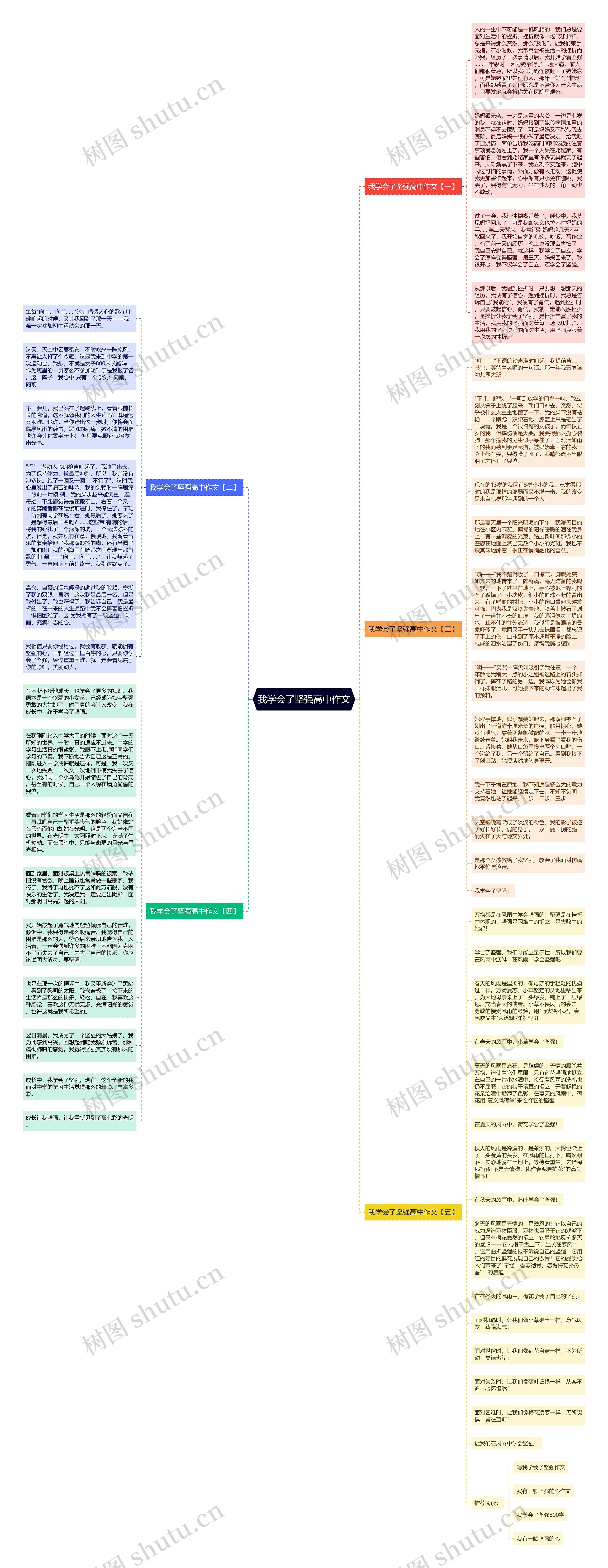 我学会了坚强高中作文思维导图高清图 我学会了坚强高中作文思维导图