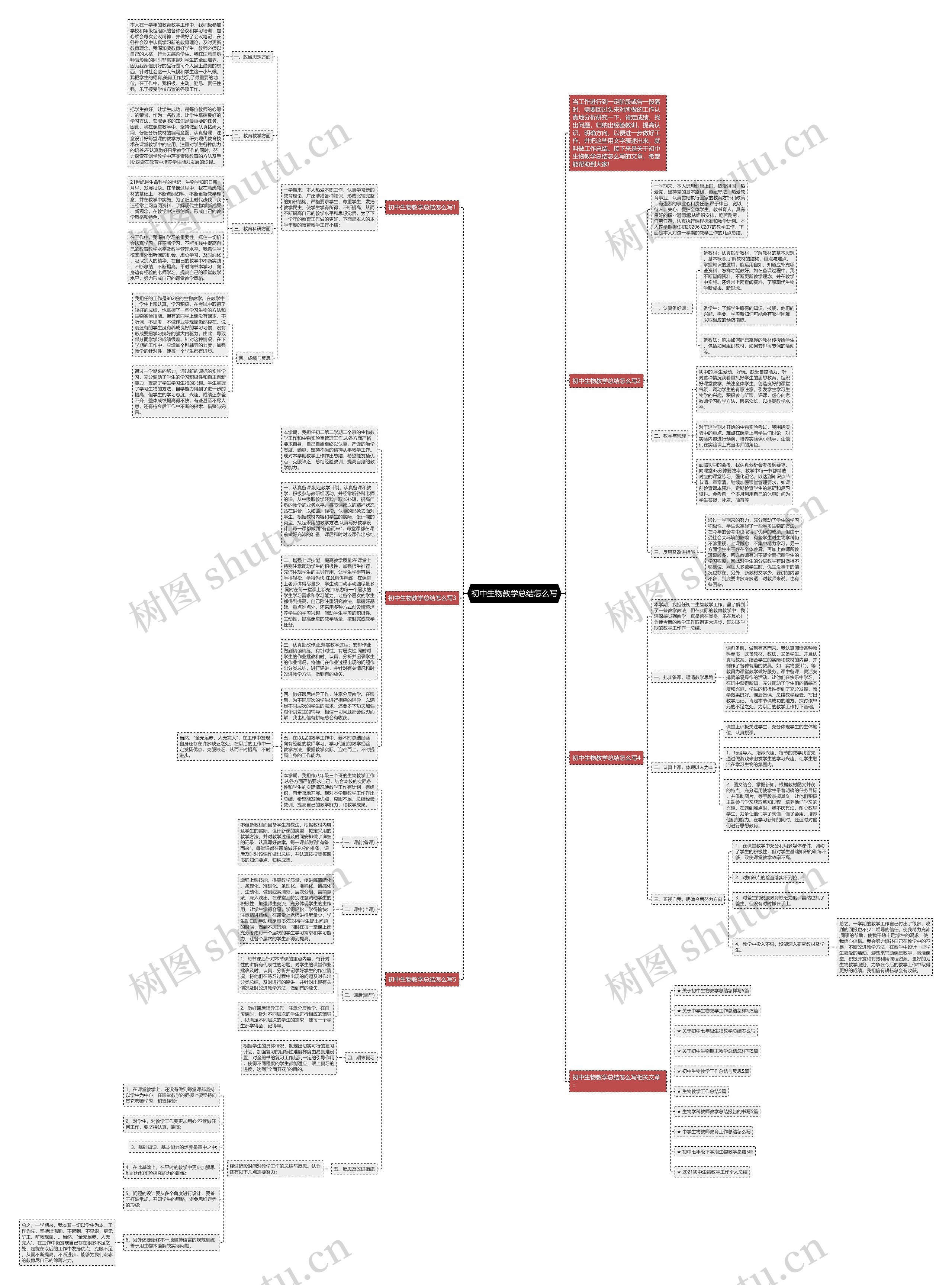 初中生物教学总结怎么写思维导图