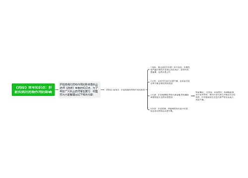 《药综》常考知识点：肝脏疾病对药物作用的影响