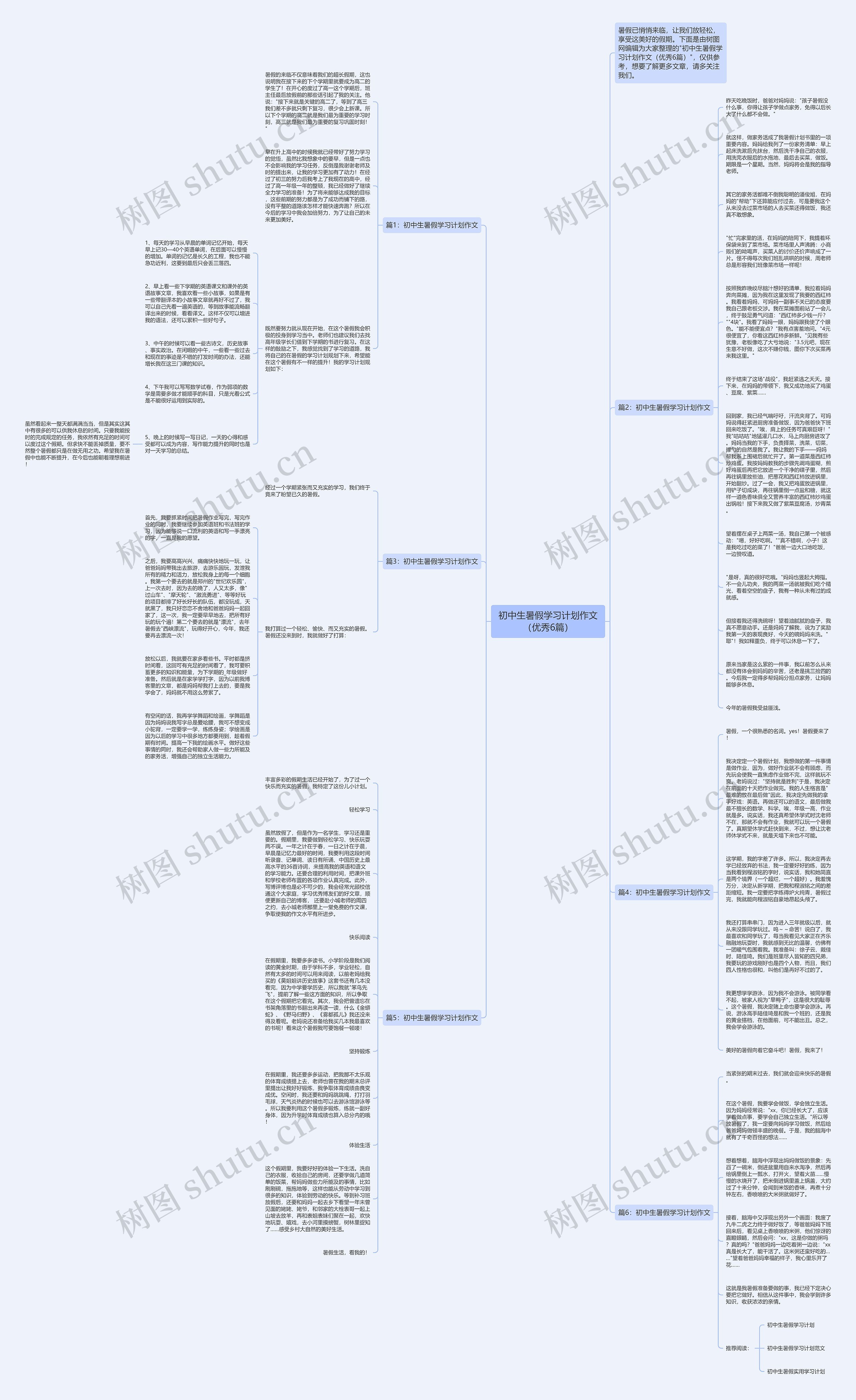 初中生暑假学习计划作文（优秀6篇）思维导图