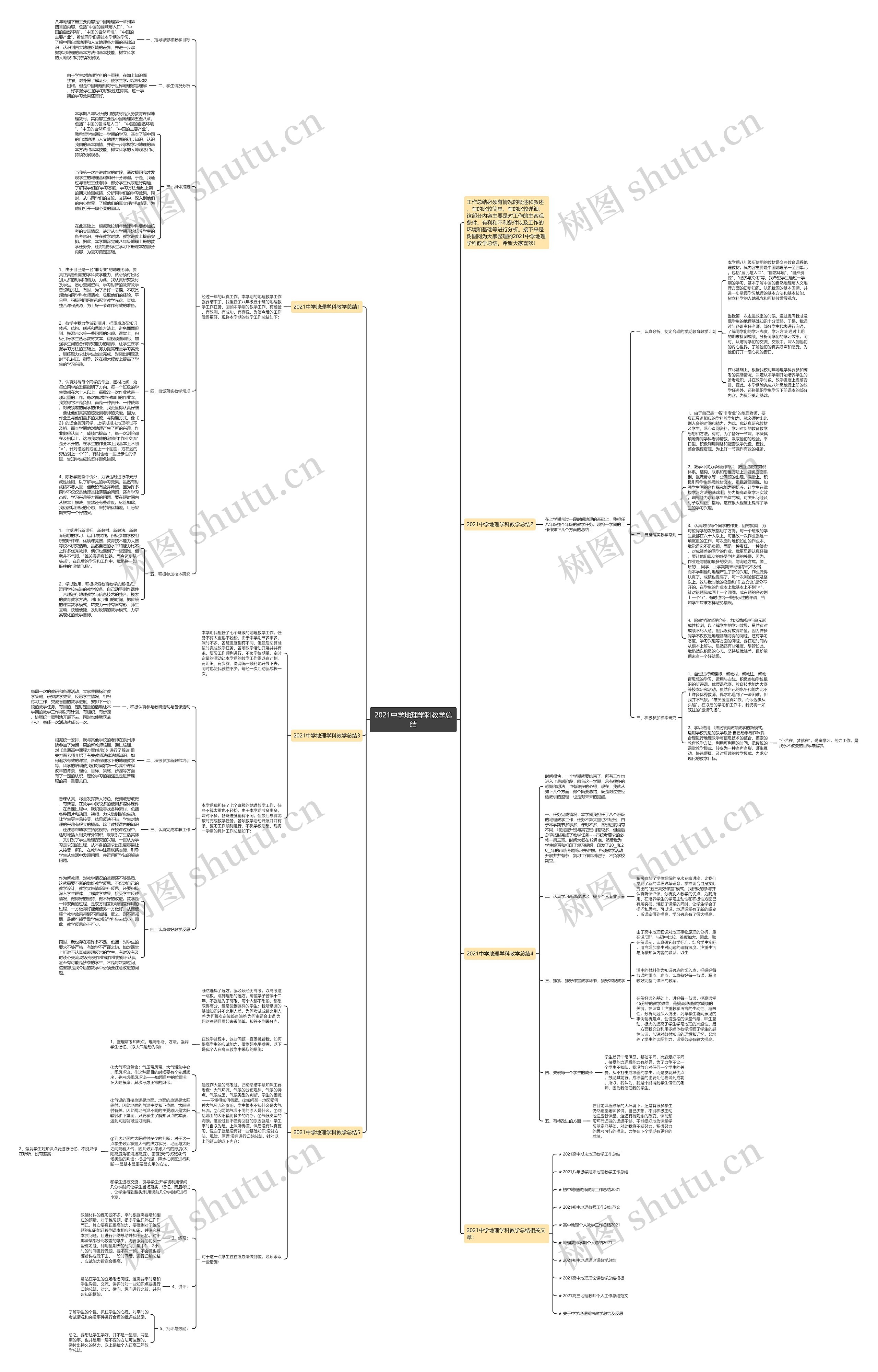 2021中学地理学科教学总结思维导图
