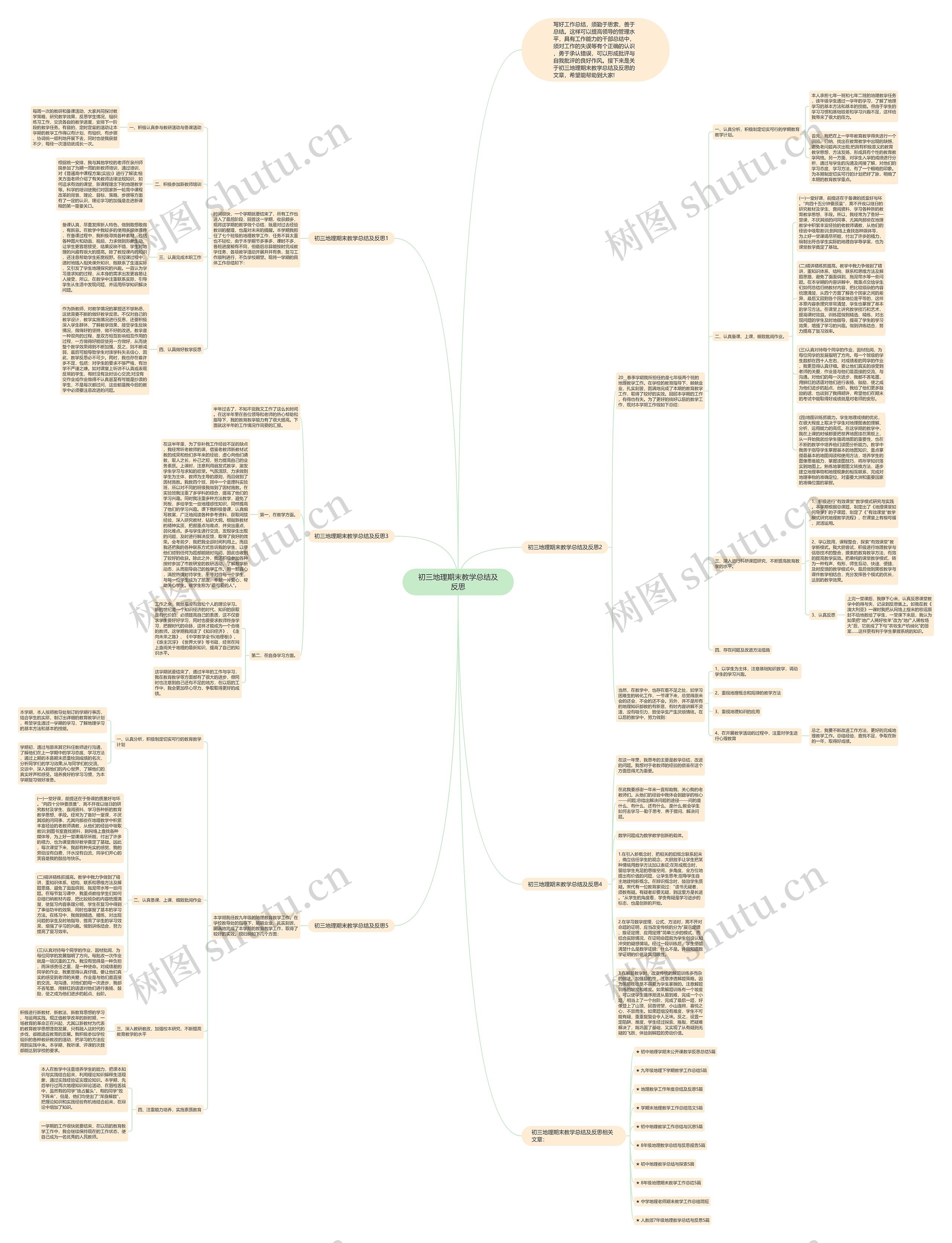 初三地理期末教学总结及反思思维导图