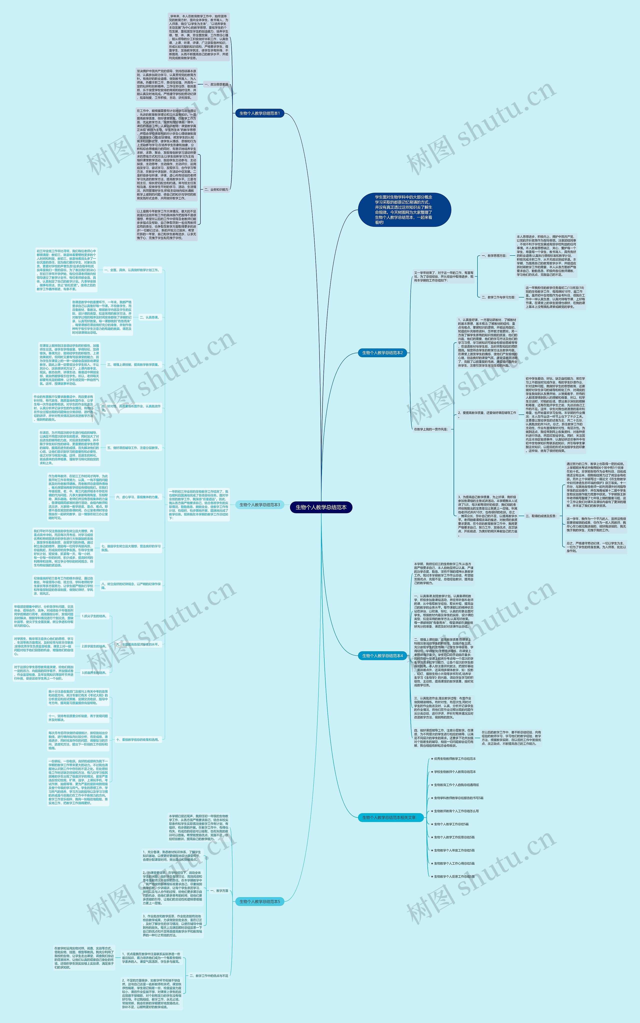 生物个人教学总结范本思维导图