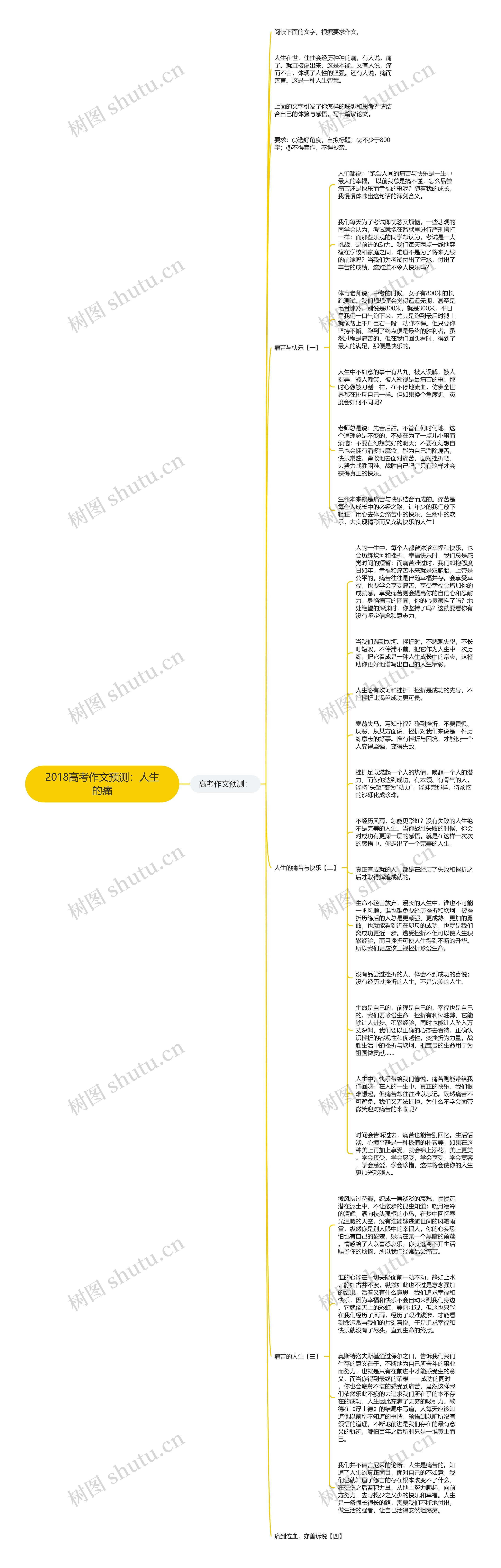 2018高考作文预测：人生的痛思维导图