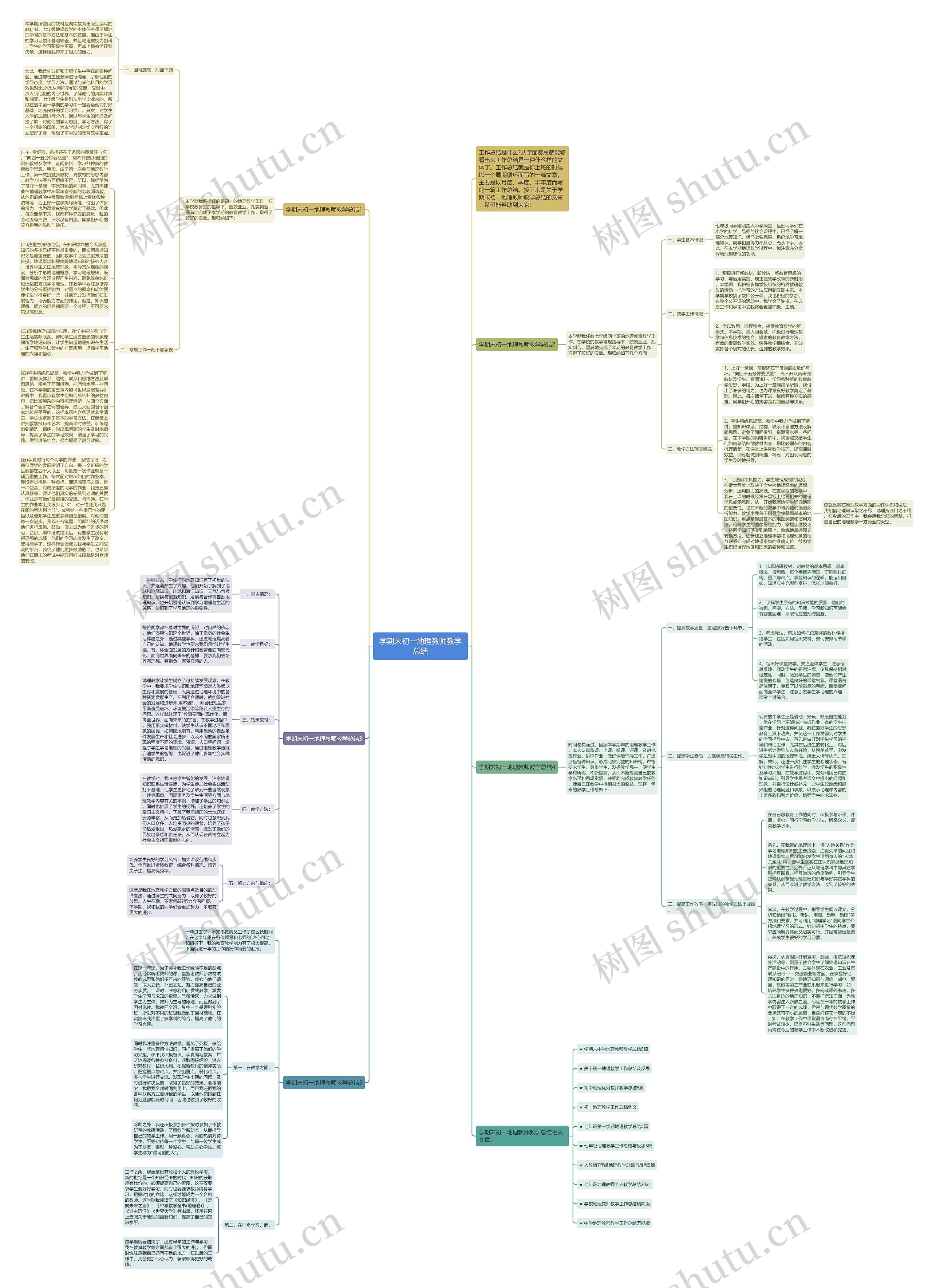 学期末初一地理教师教学总结思维导图