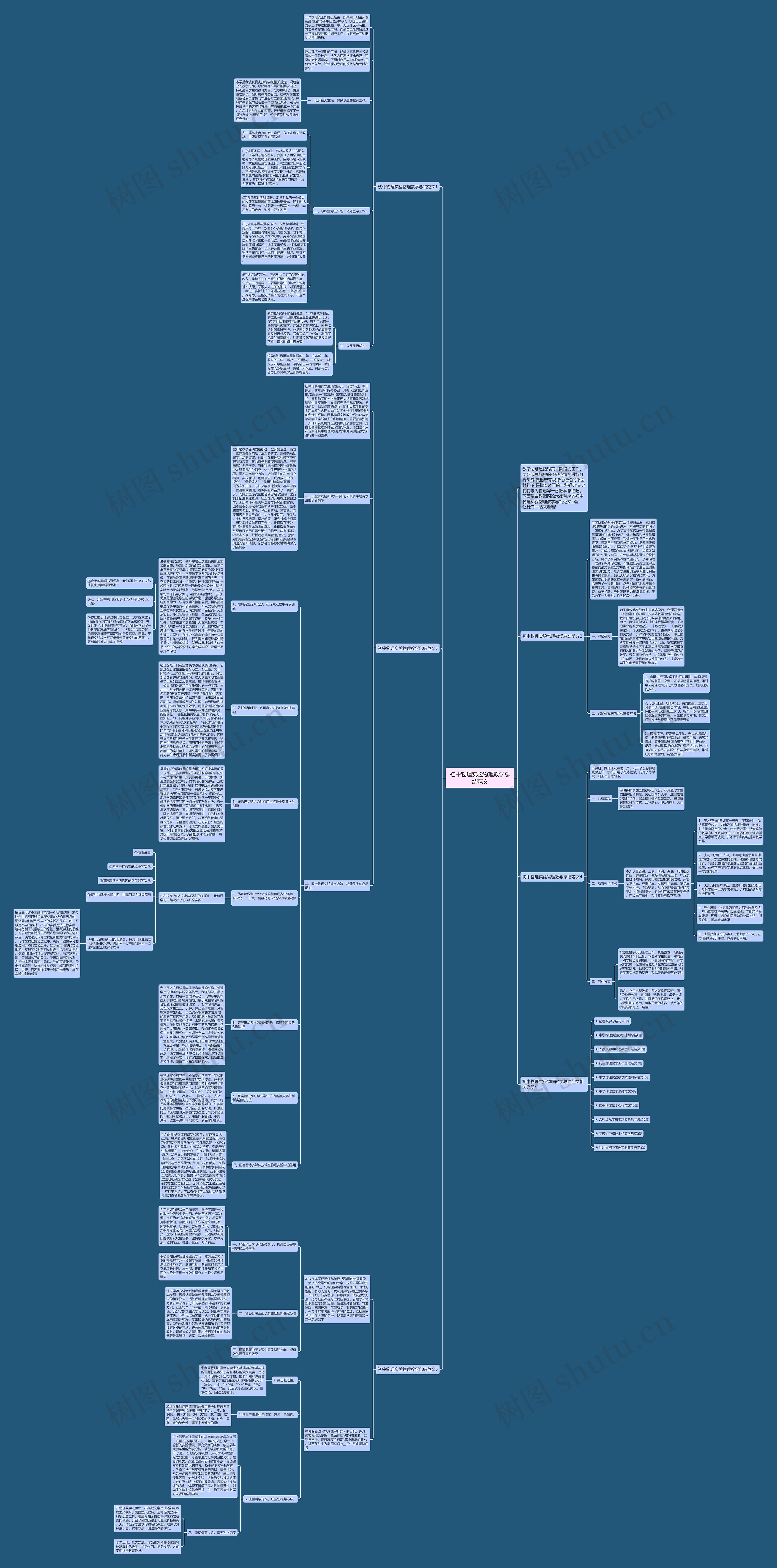 初中物理实验物理教学总结范文思维导图