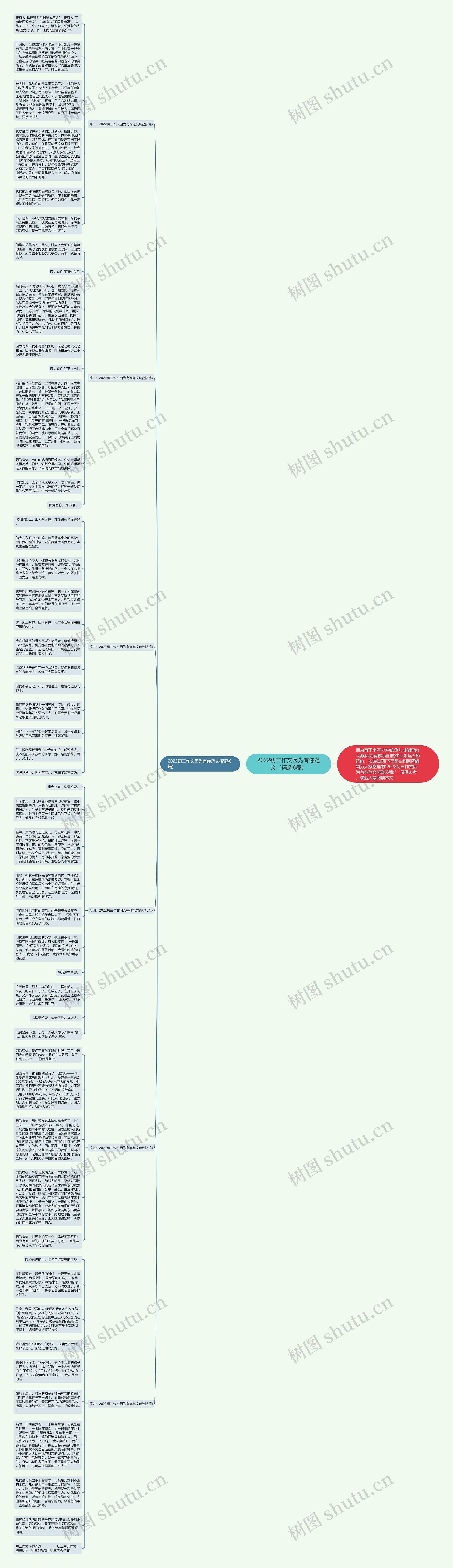 2022初三作文因为有你范文（精选6篇）思维导图