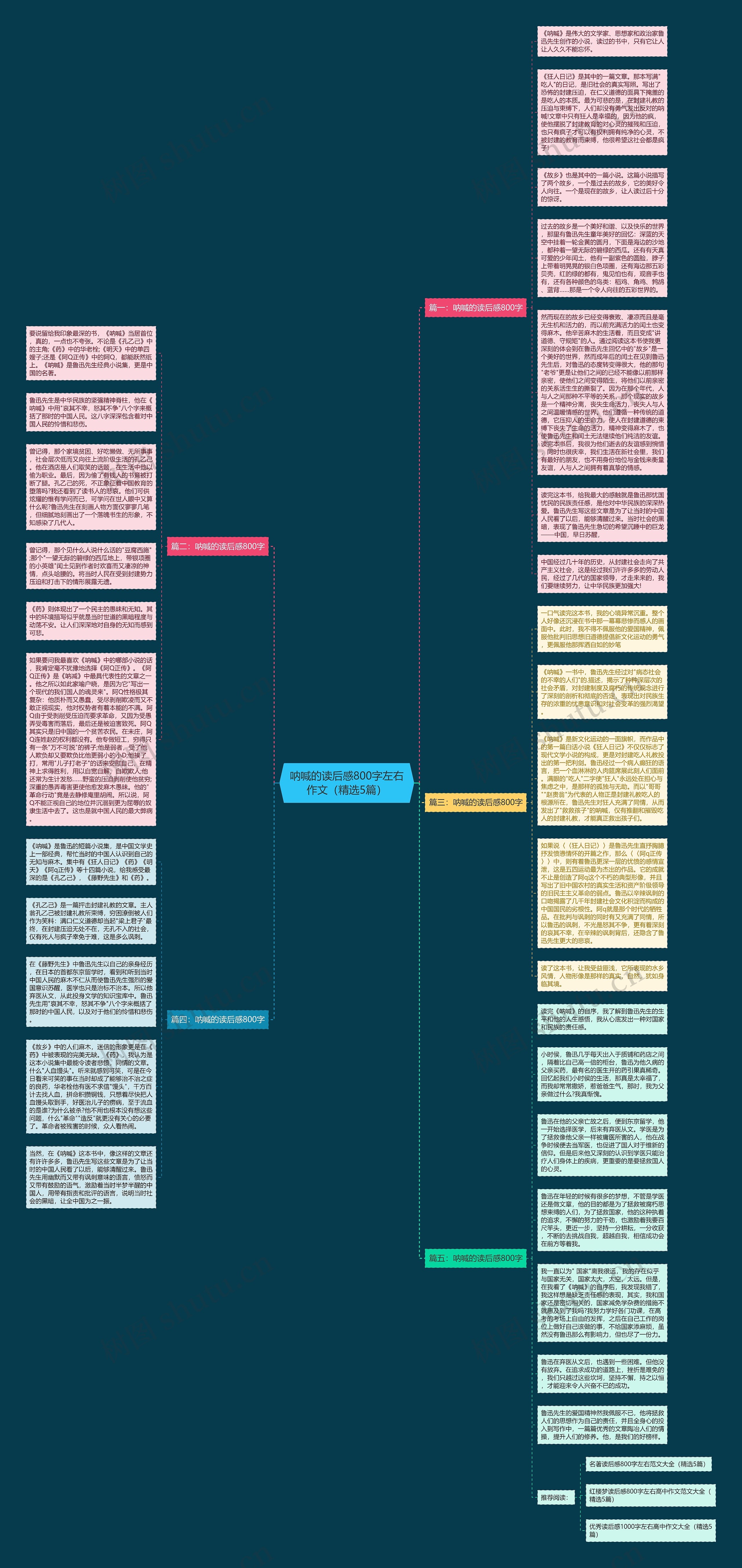 呐喊的读后感800字左右作文（精选5篇）思维导图