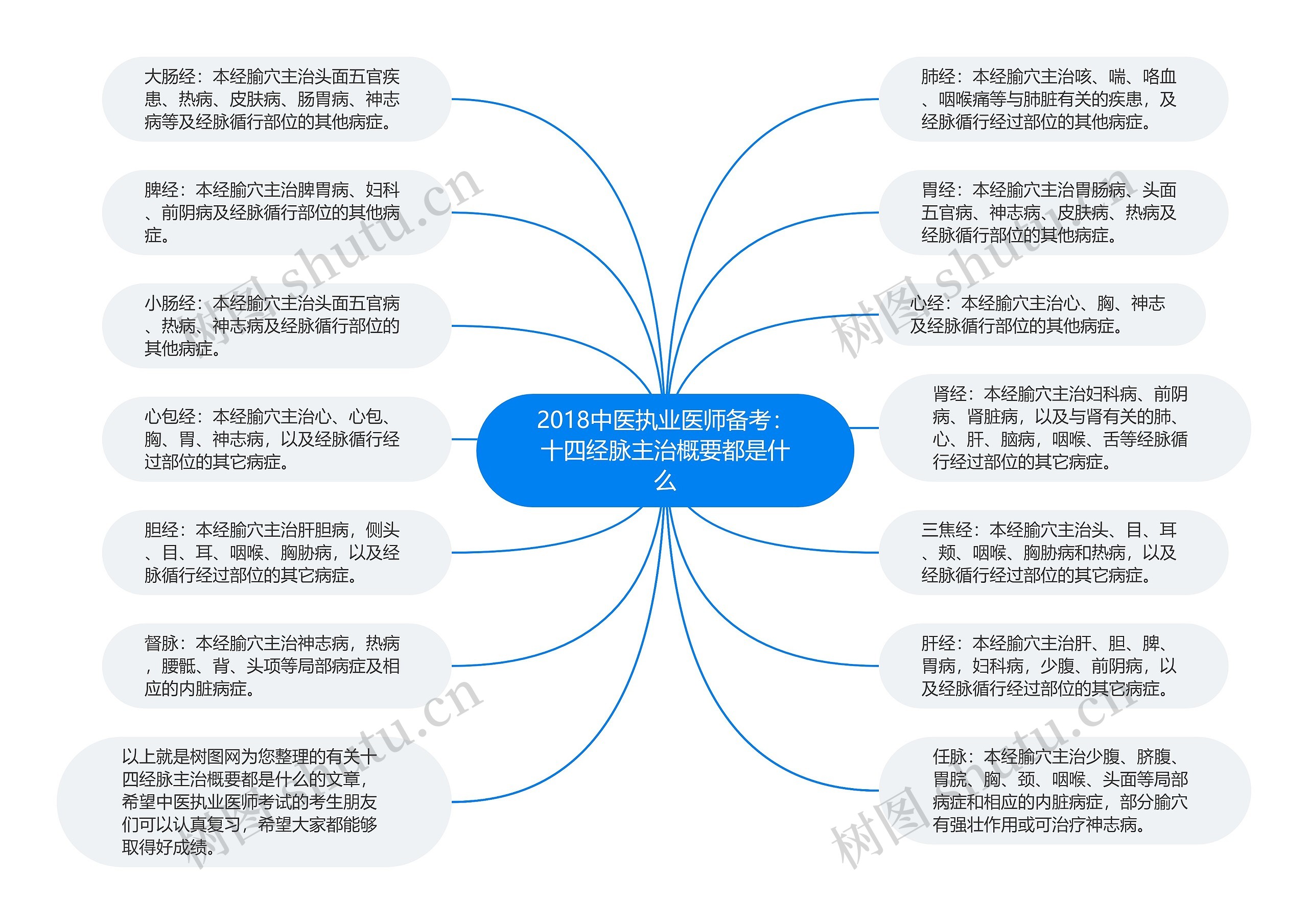 2018中医执业医师备考：十四经脉主治概要都是什么思维导图