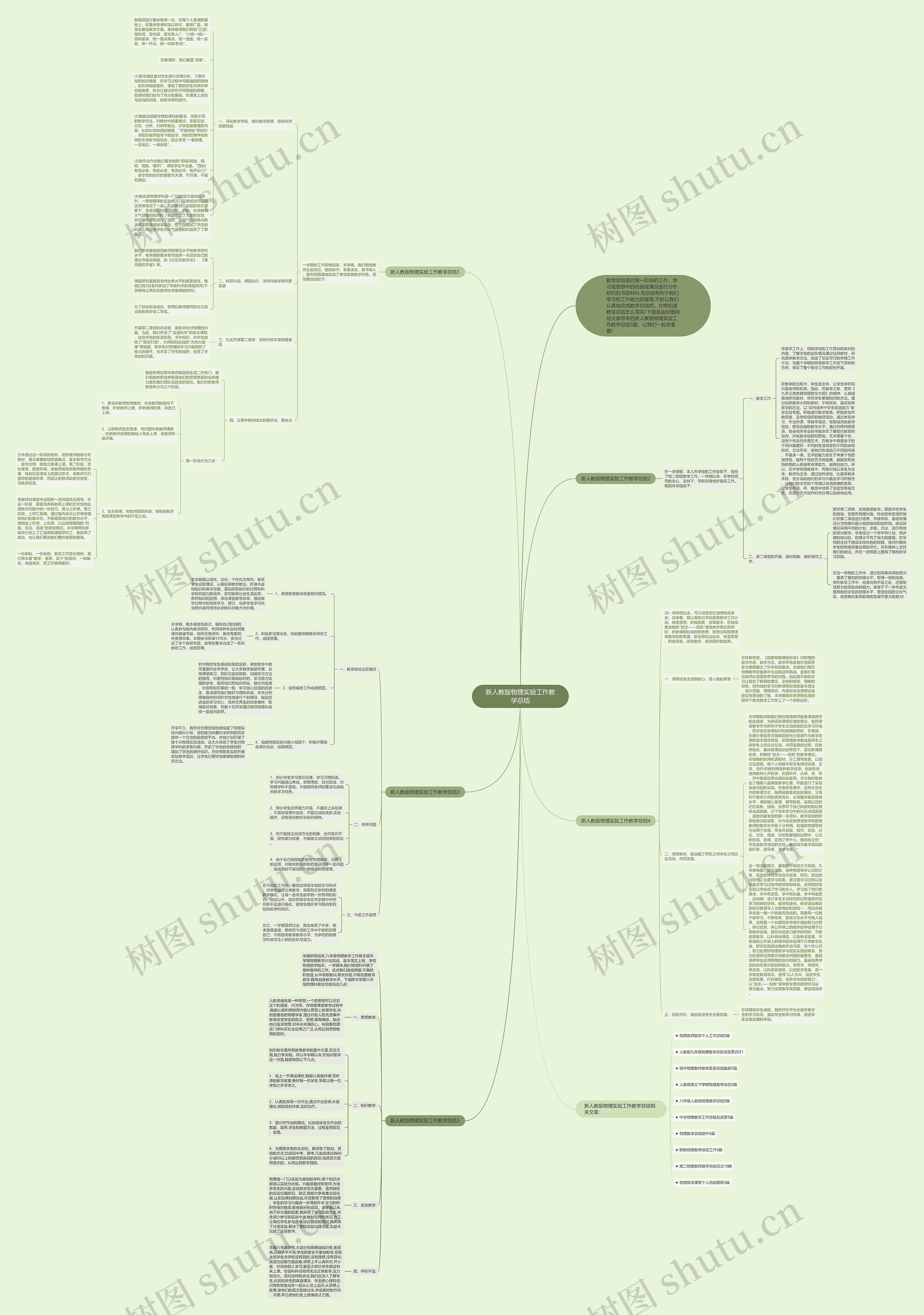 新人教版物理实验工作教学总结思维导图