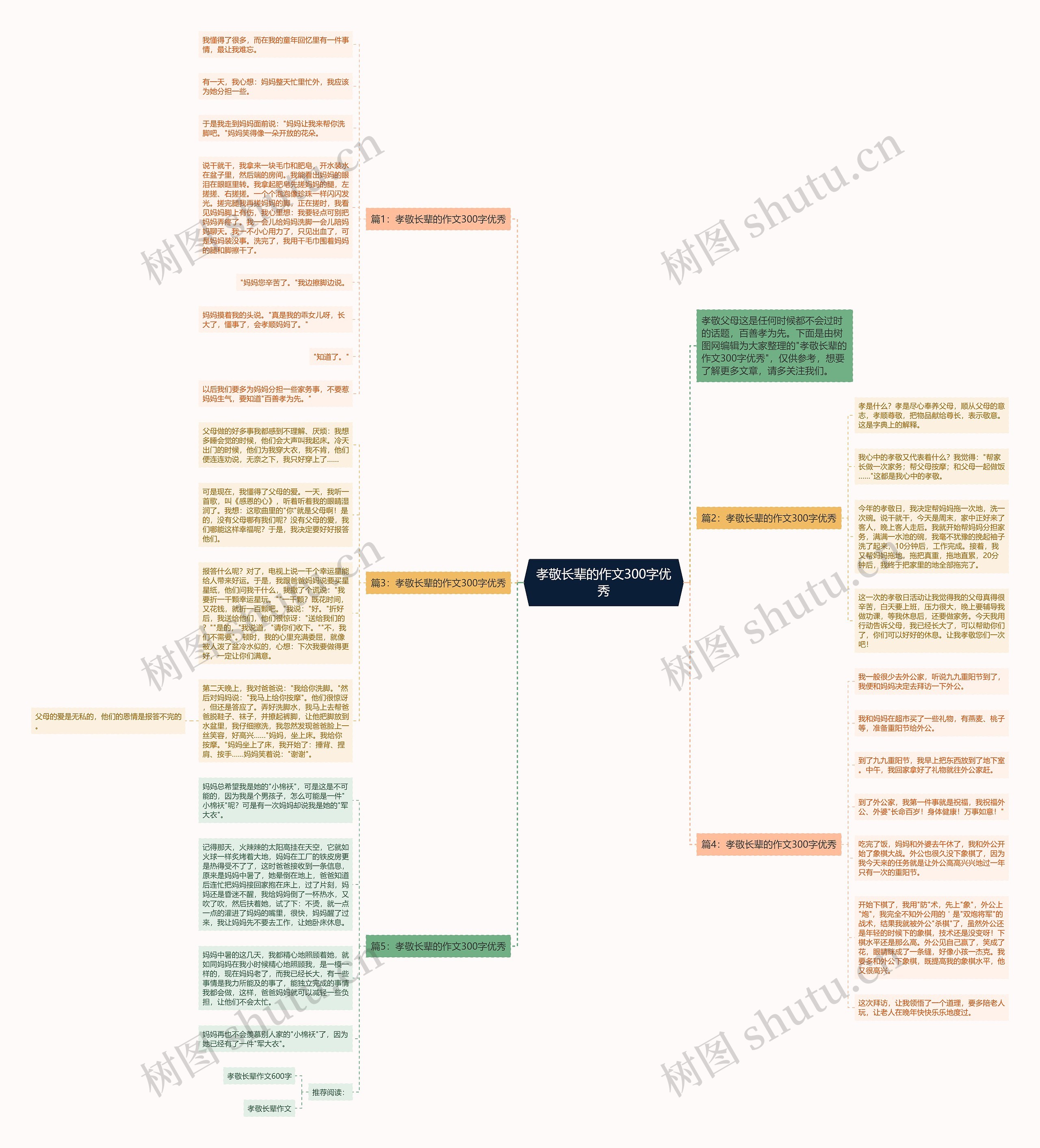 孝敬长辈的作文300字优秀思维导图
