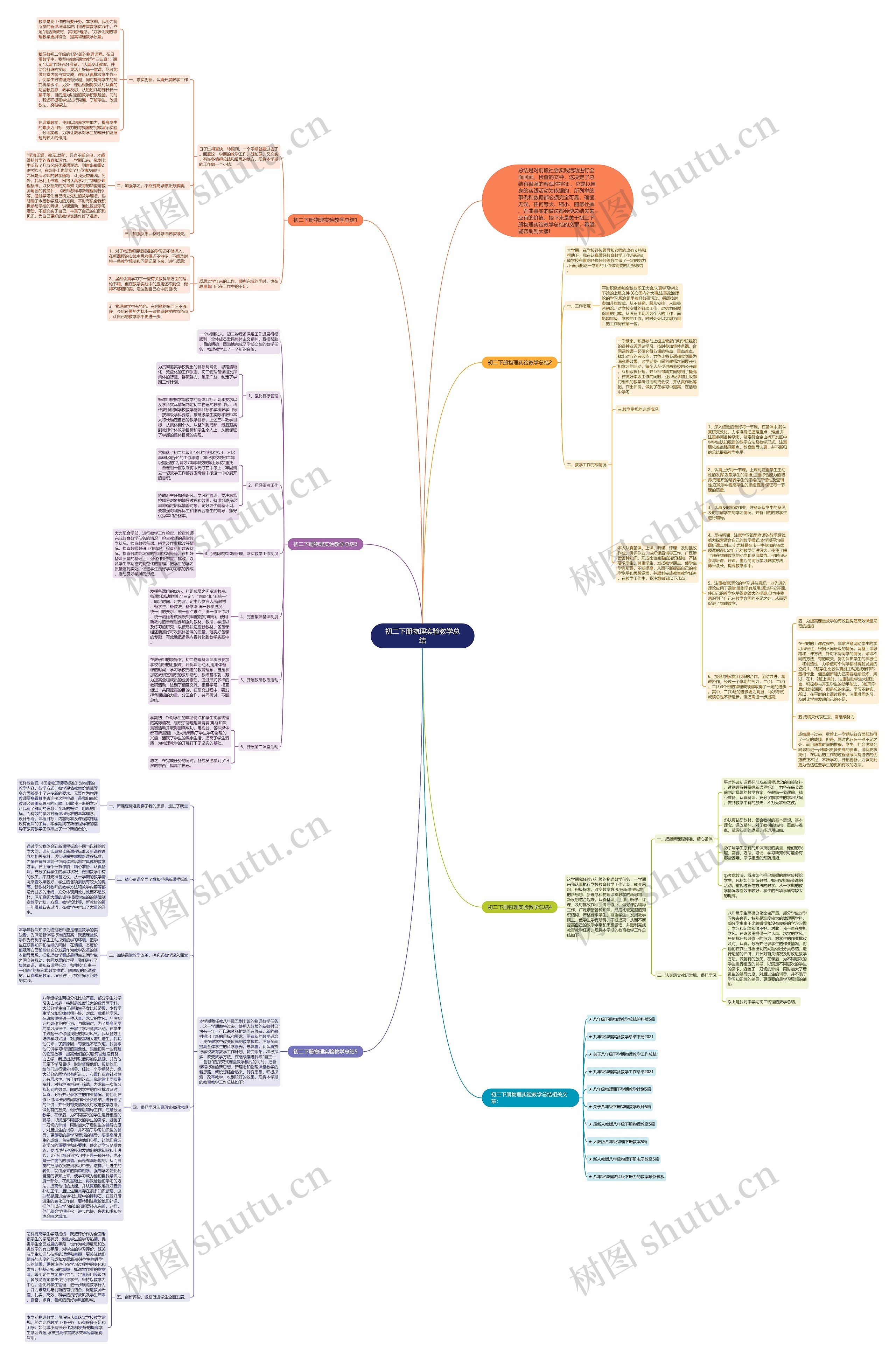 初二下册物理实验教学总结思维导图