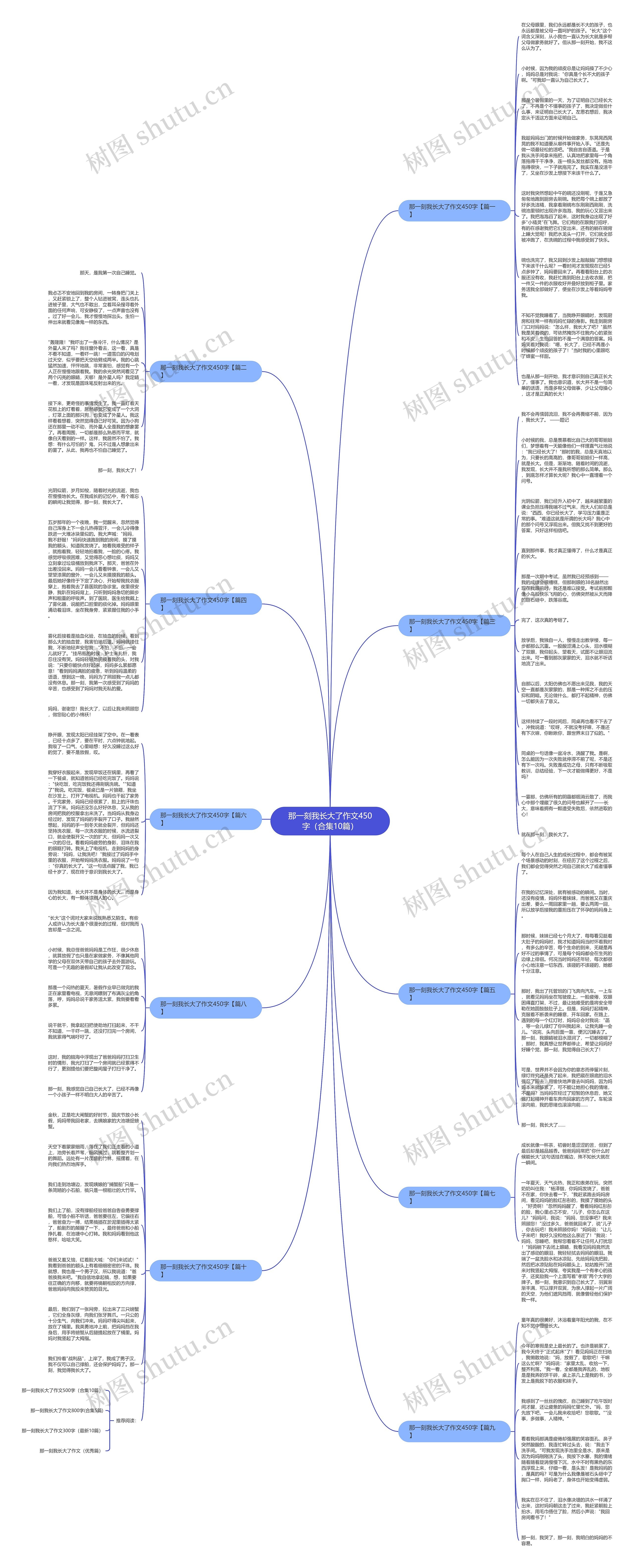 那一刻我长大了作文450字（合集10篇）思维导图