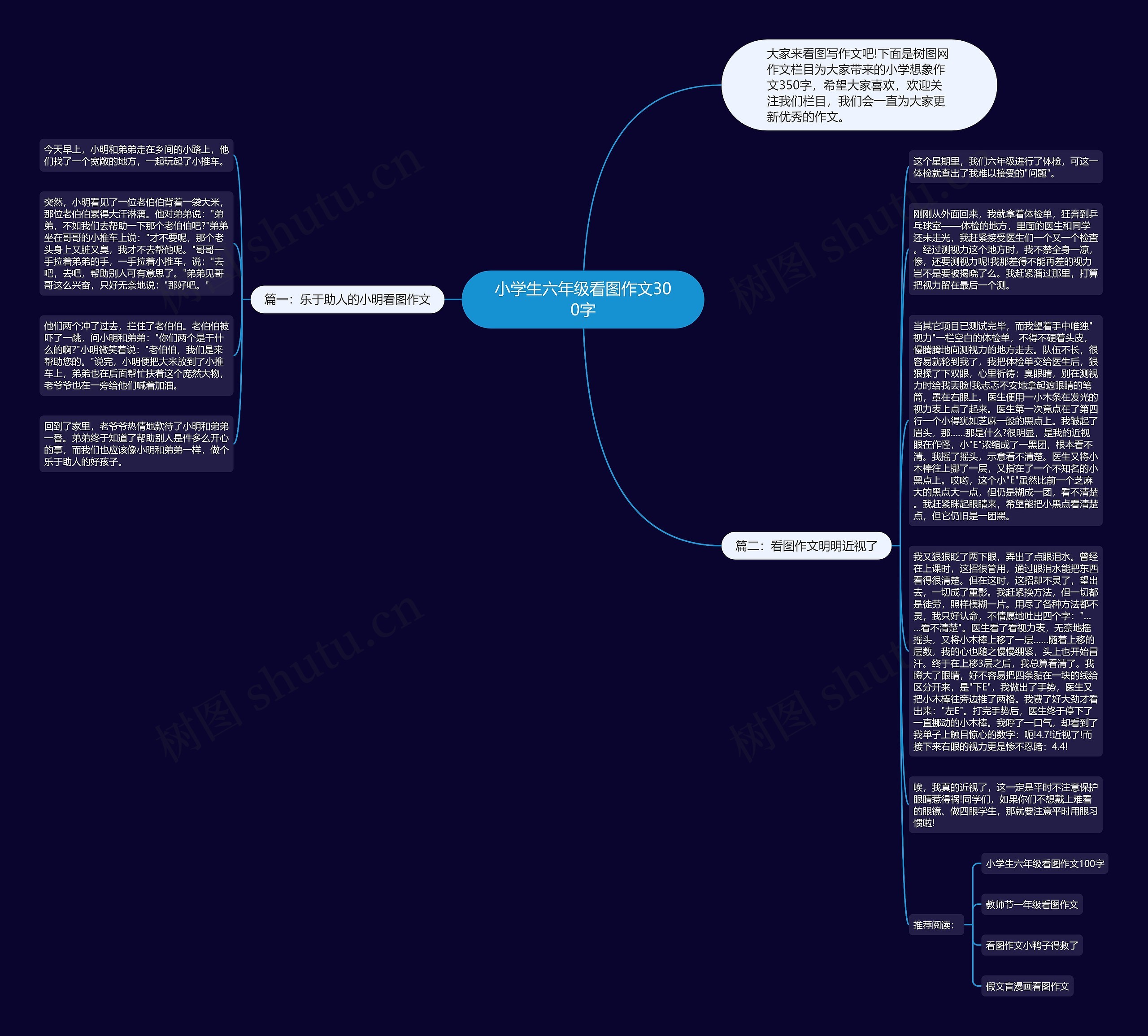 小学生六年级看图作文300字思维导图