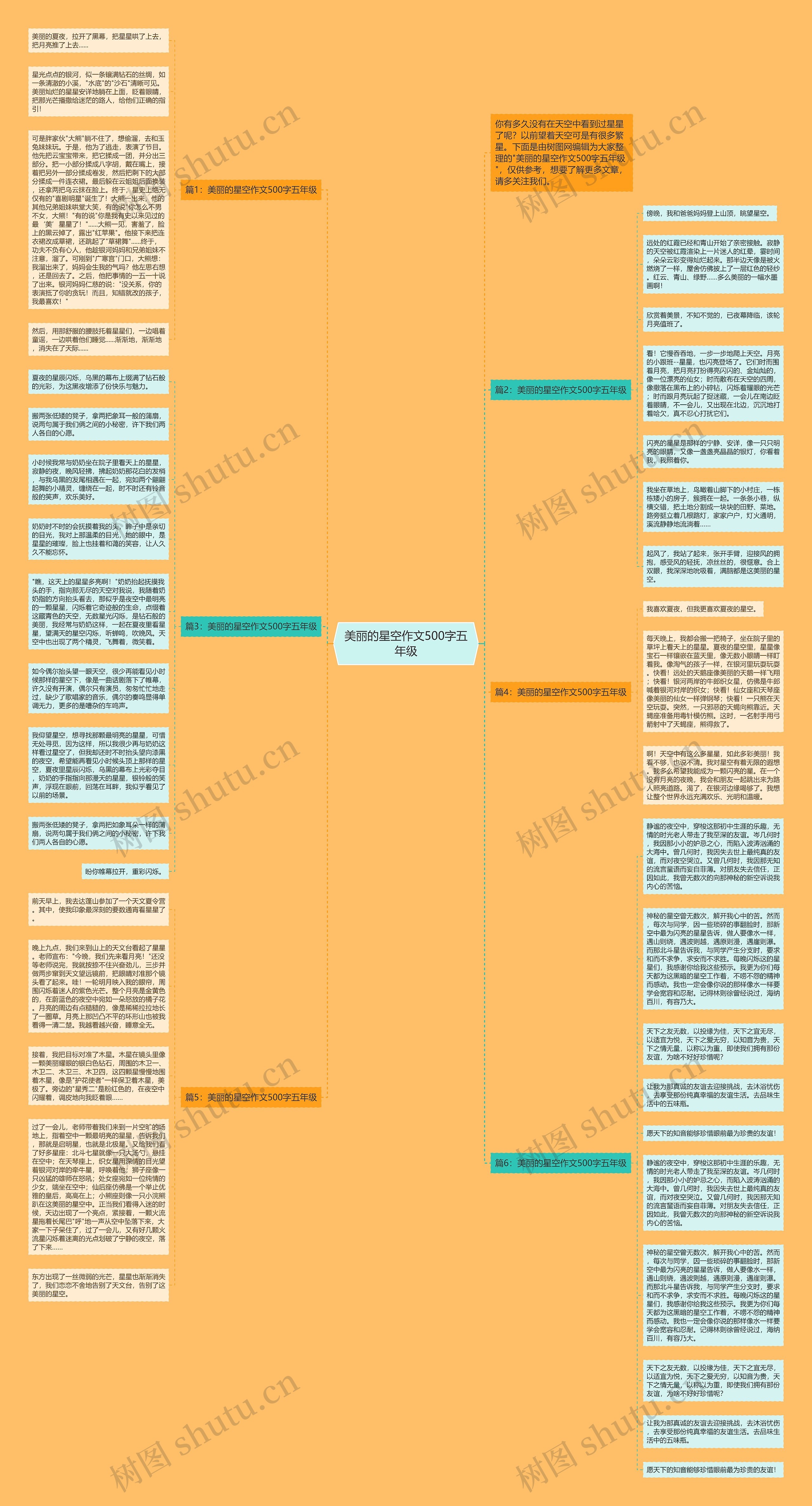 美丽的星空作文500字五年级思维导图