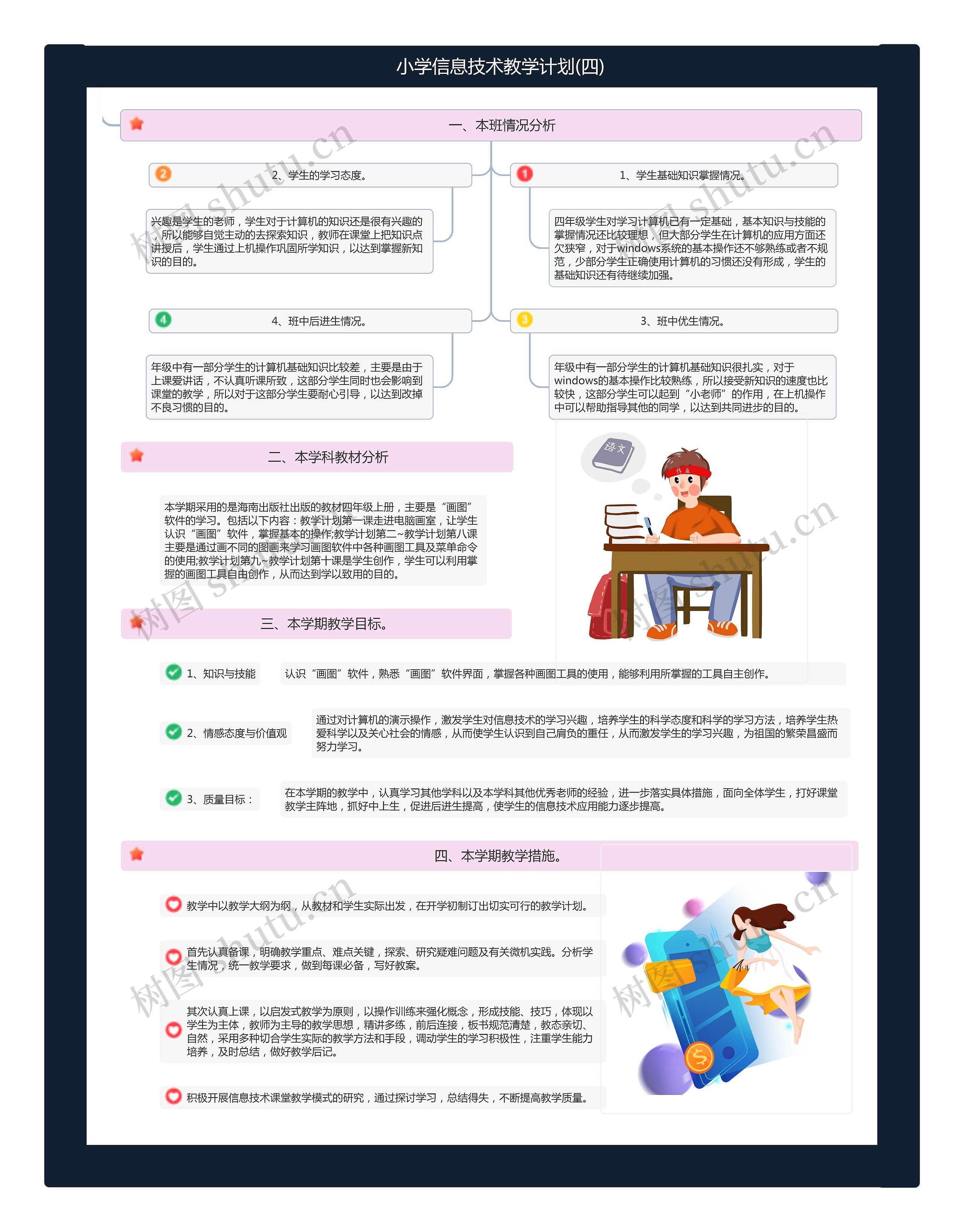 小学信息技术教学计划(四)