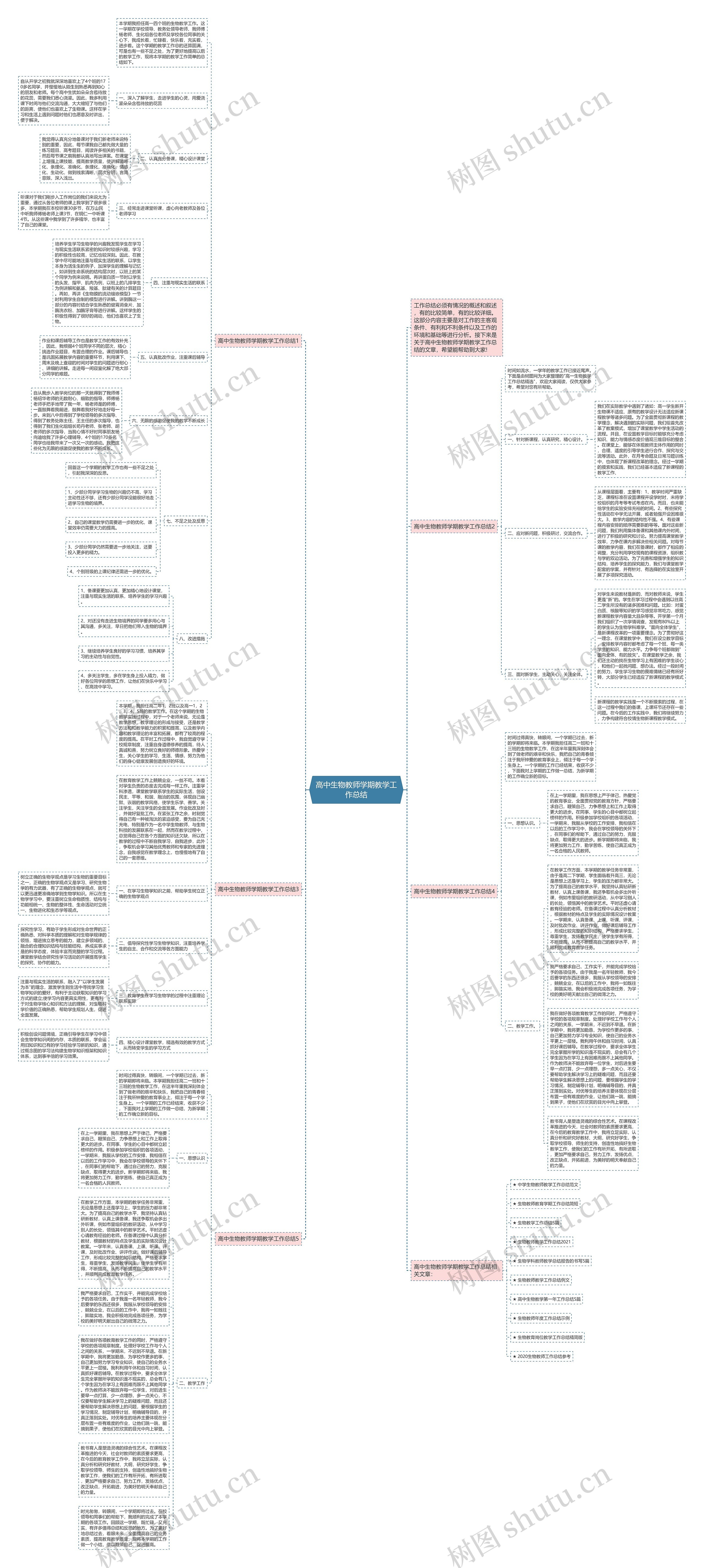 高中生物教师学期教学工作总结思维导图