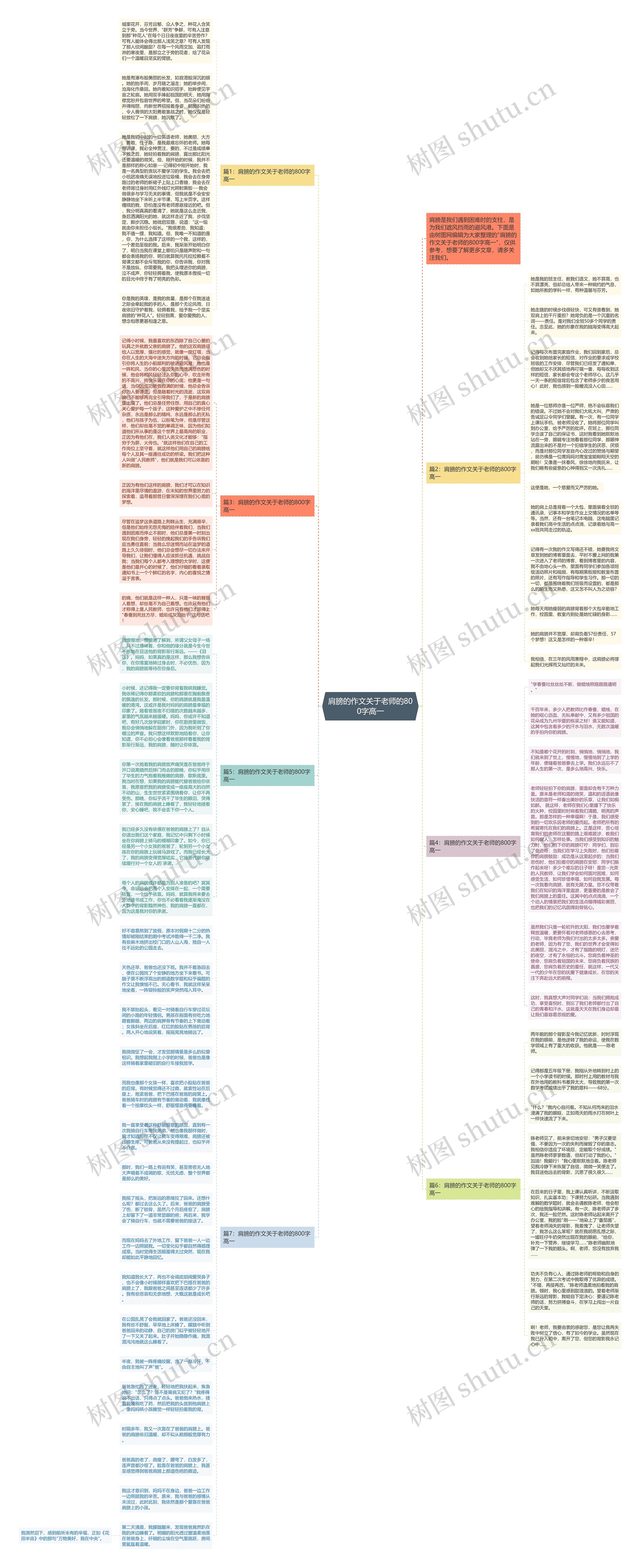 肩膀的作文关于老师的800字高一思维导图