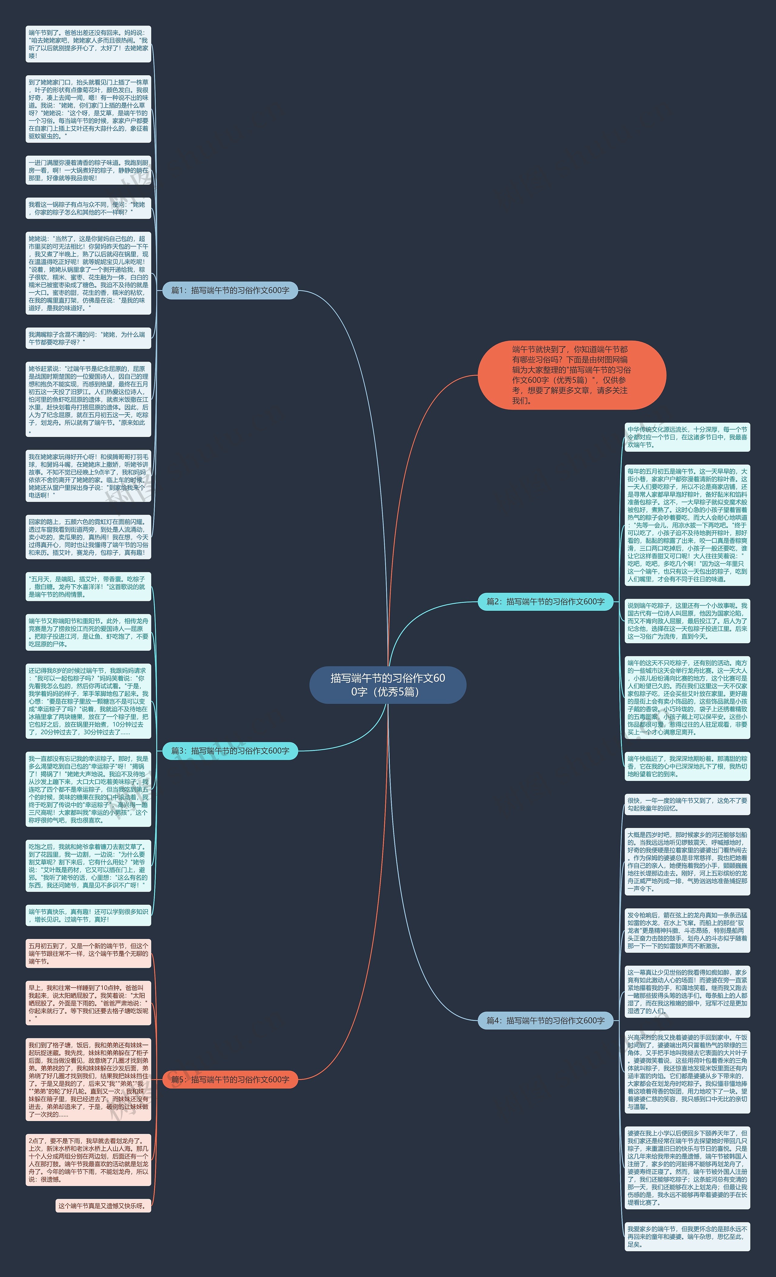 描写端午节的习俗作文600字（优秀5篇）思维导图