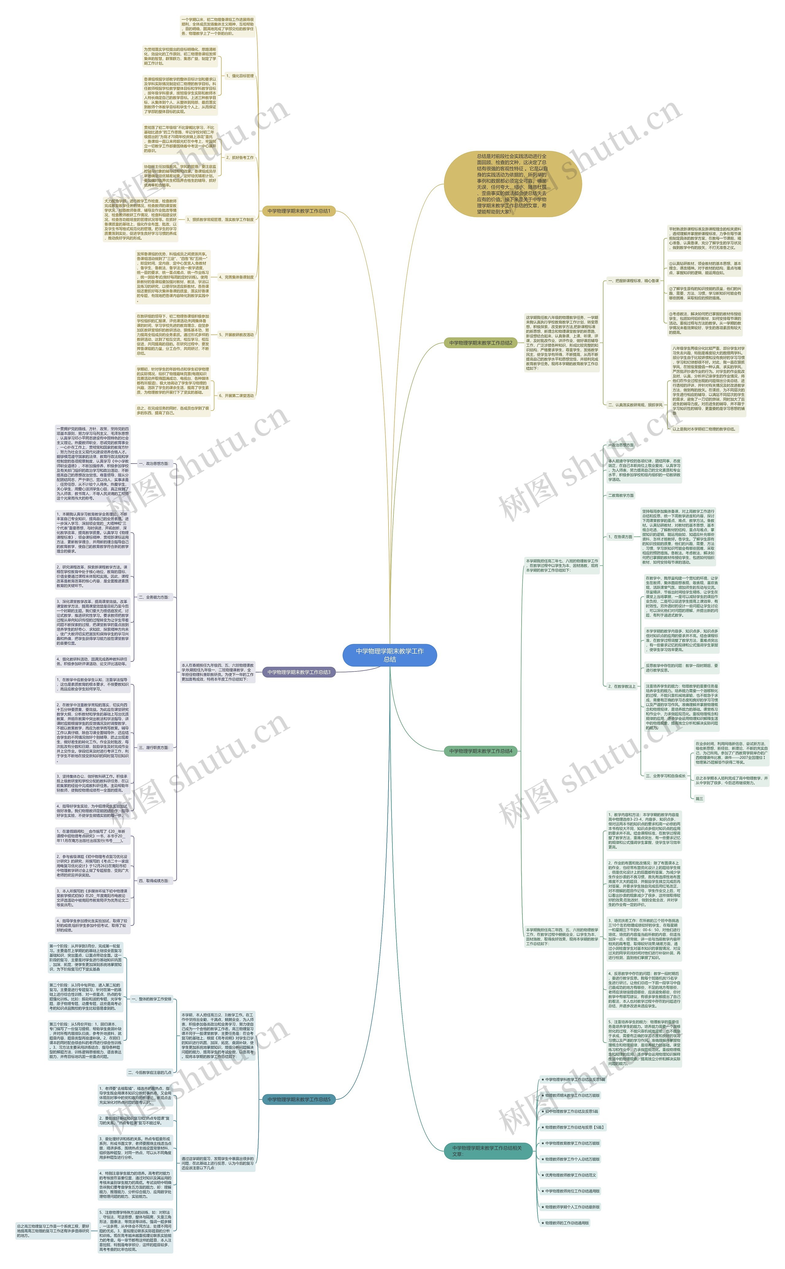 中学物理学期末教学工作总结思维导图