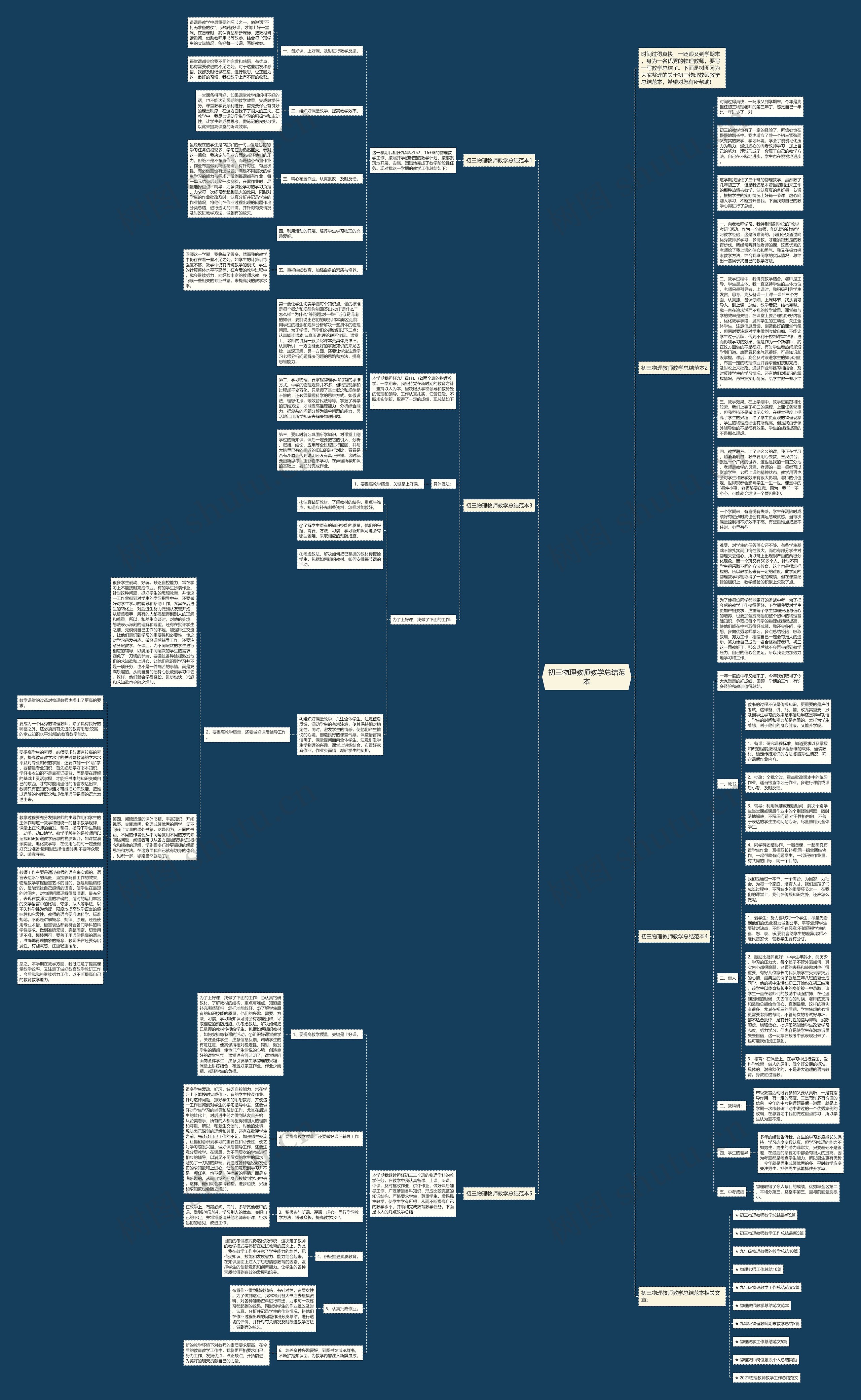 初三物理教师教学总结范本思维导图