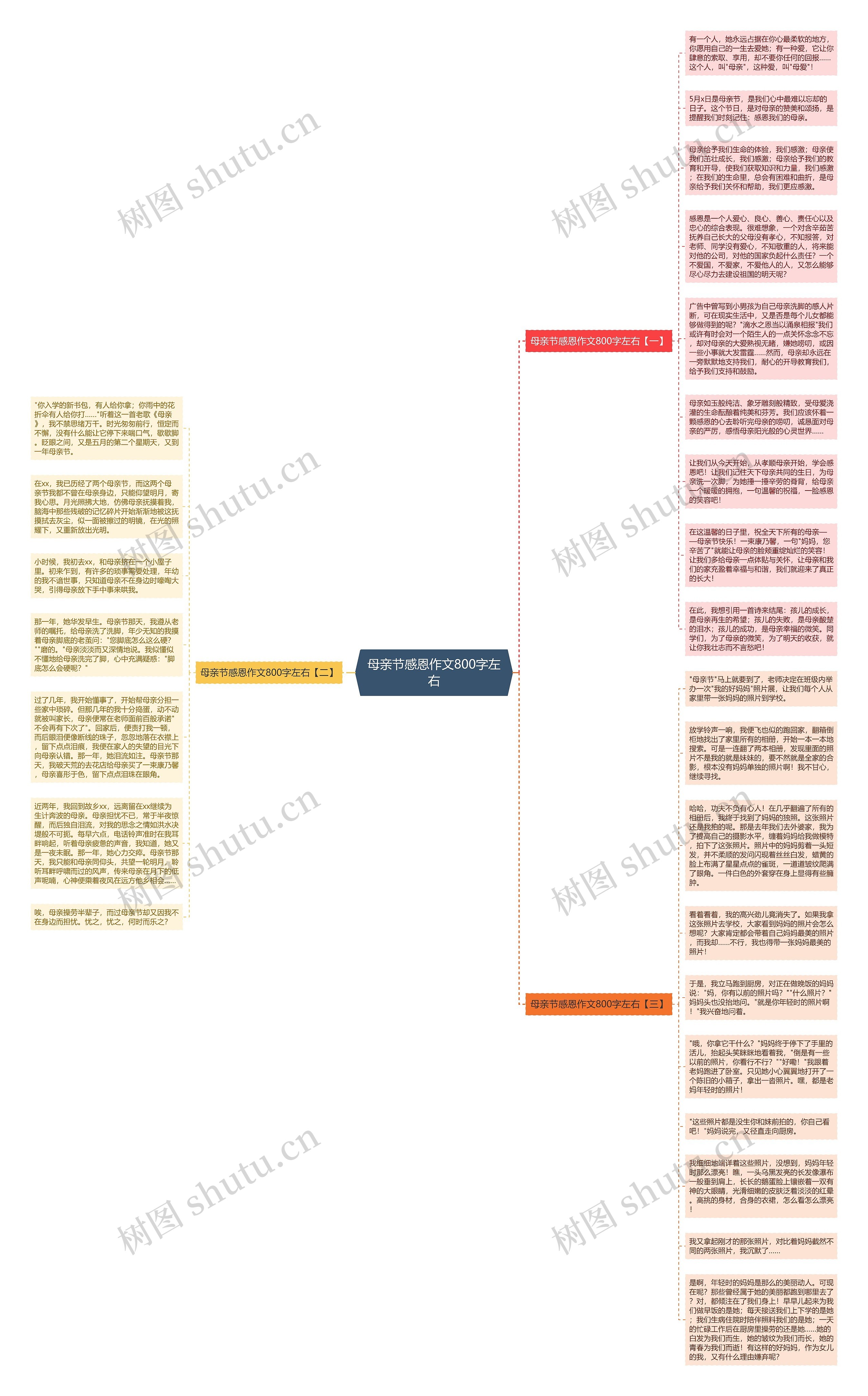 母亲节感恩作文800字左右思维导图