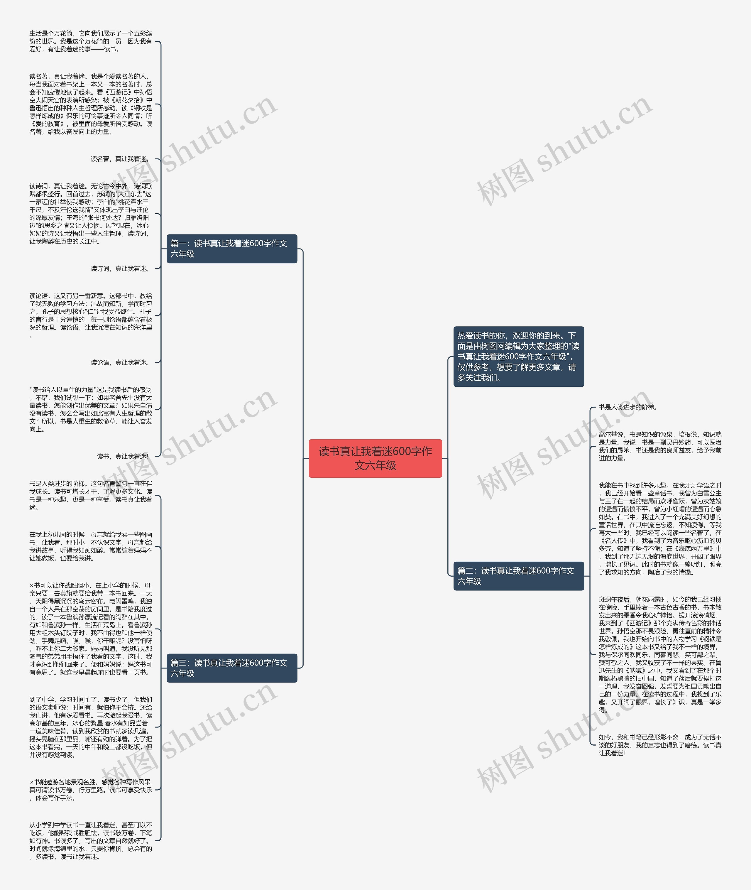 读书真让我着迷600字作文六年级思维导图