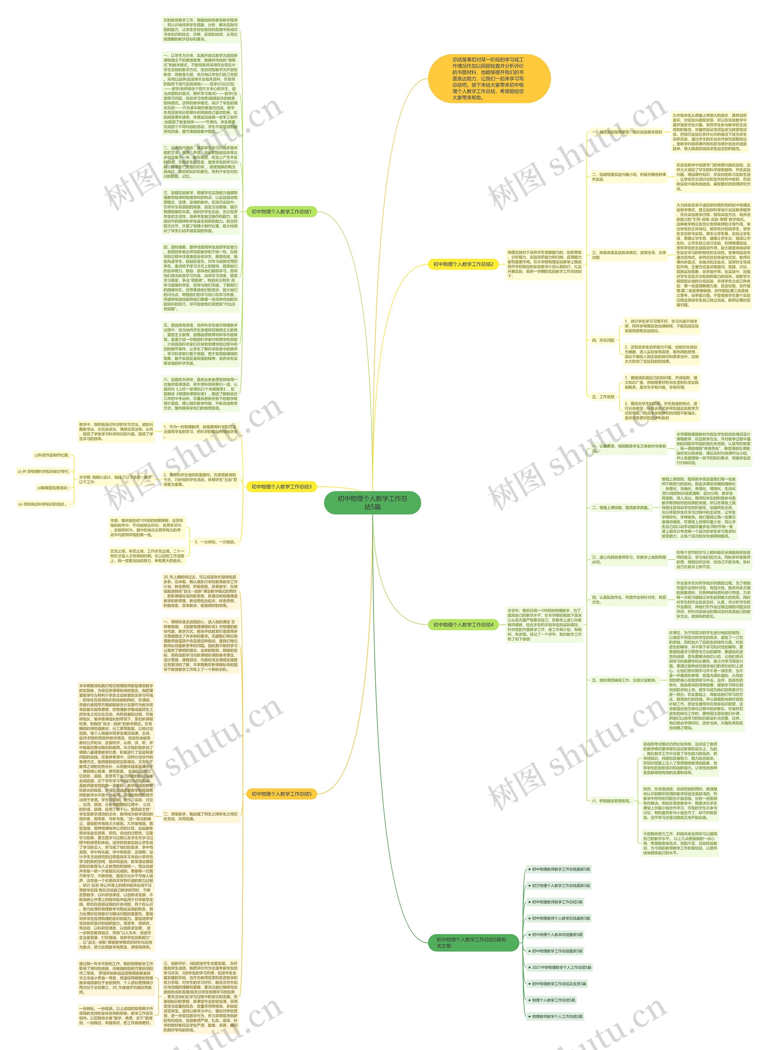 初中物理个人教学工作总结5篇思维导图