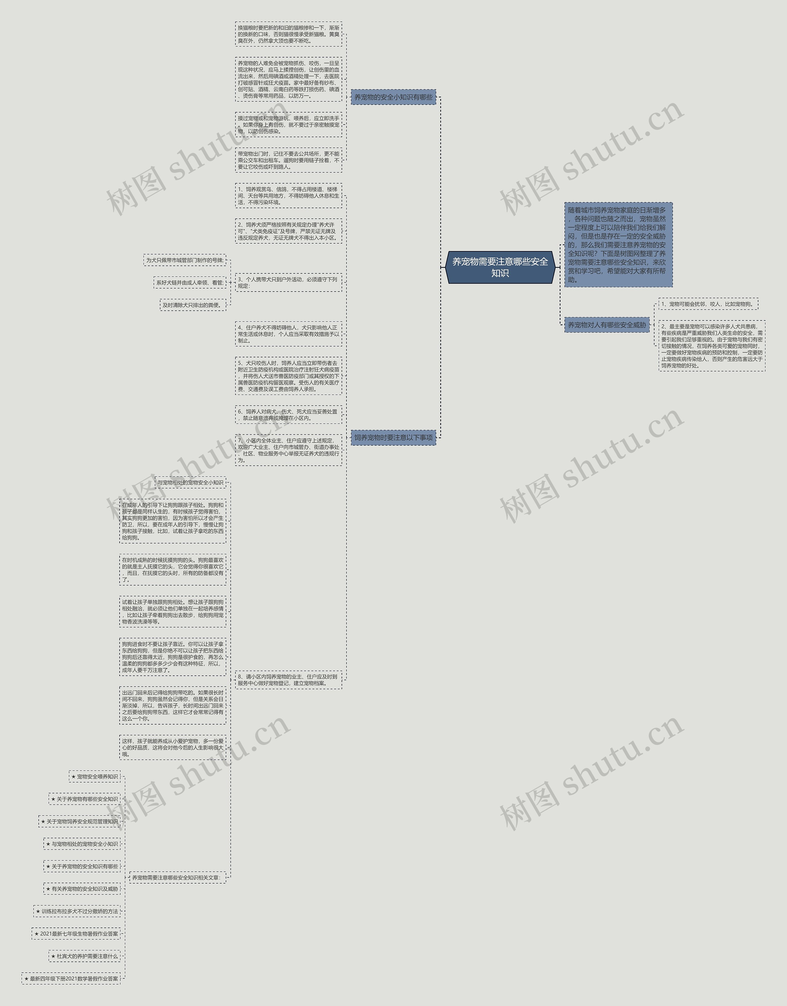 养宠物需要注意哪些安全知识思维导图