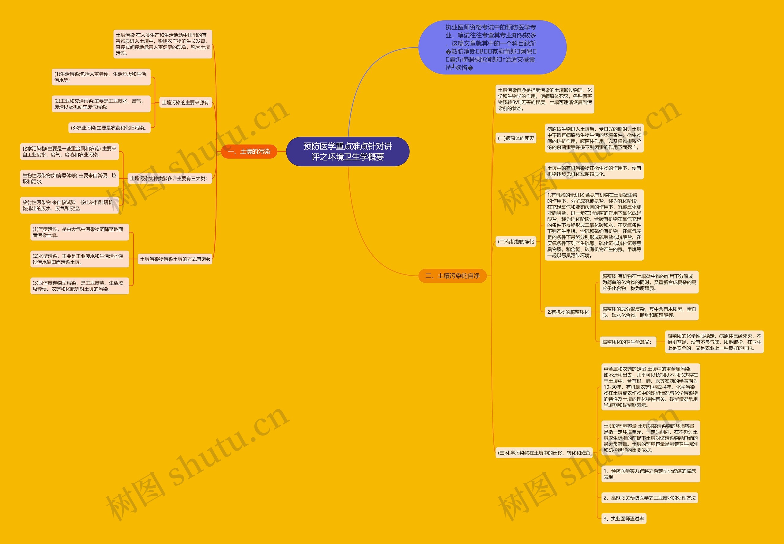 预防医学重点难点针对讲评之环境卫生学概要思维导图