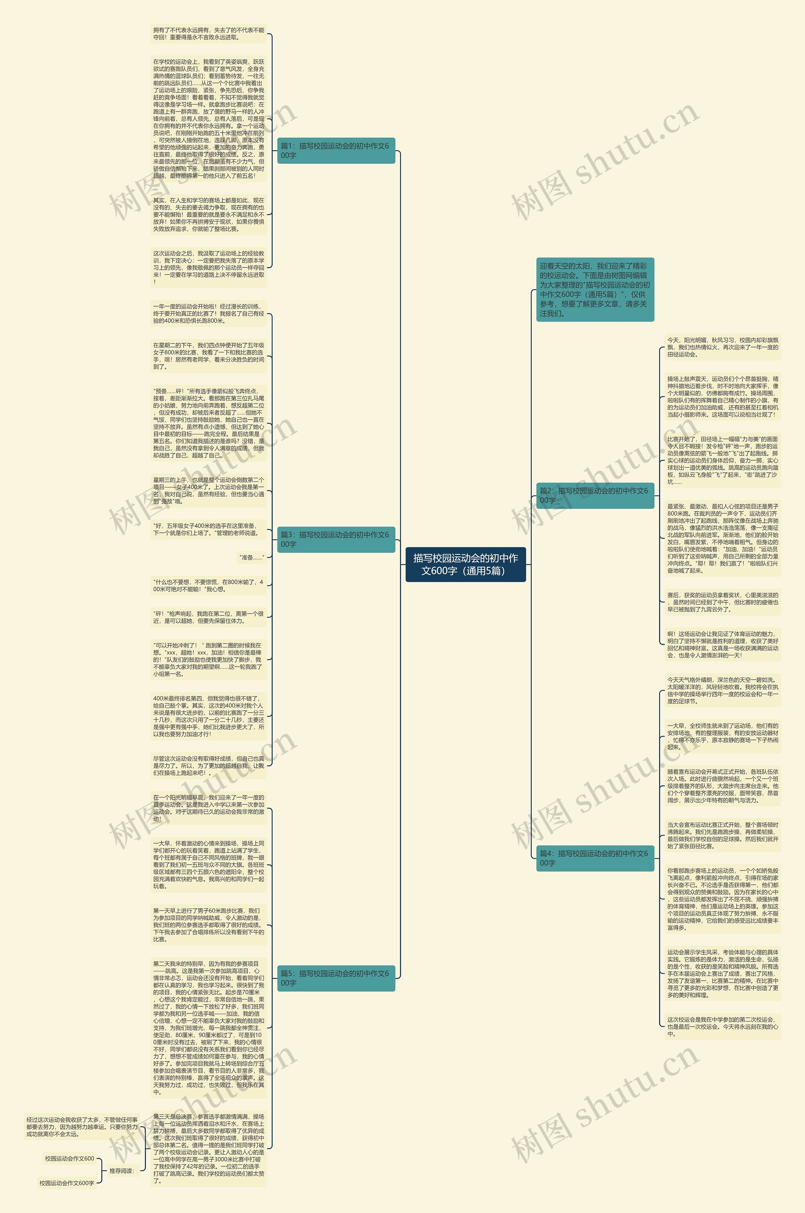 描写校园运动会的初中作文600字（通用5篇）思维导图