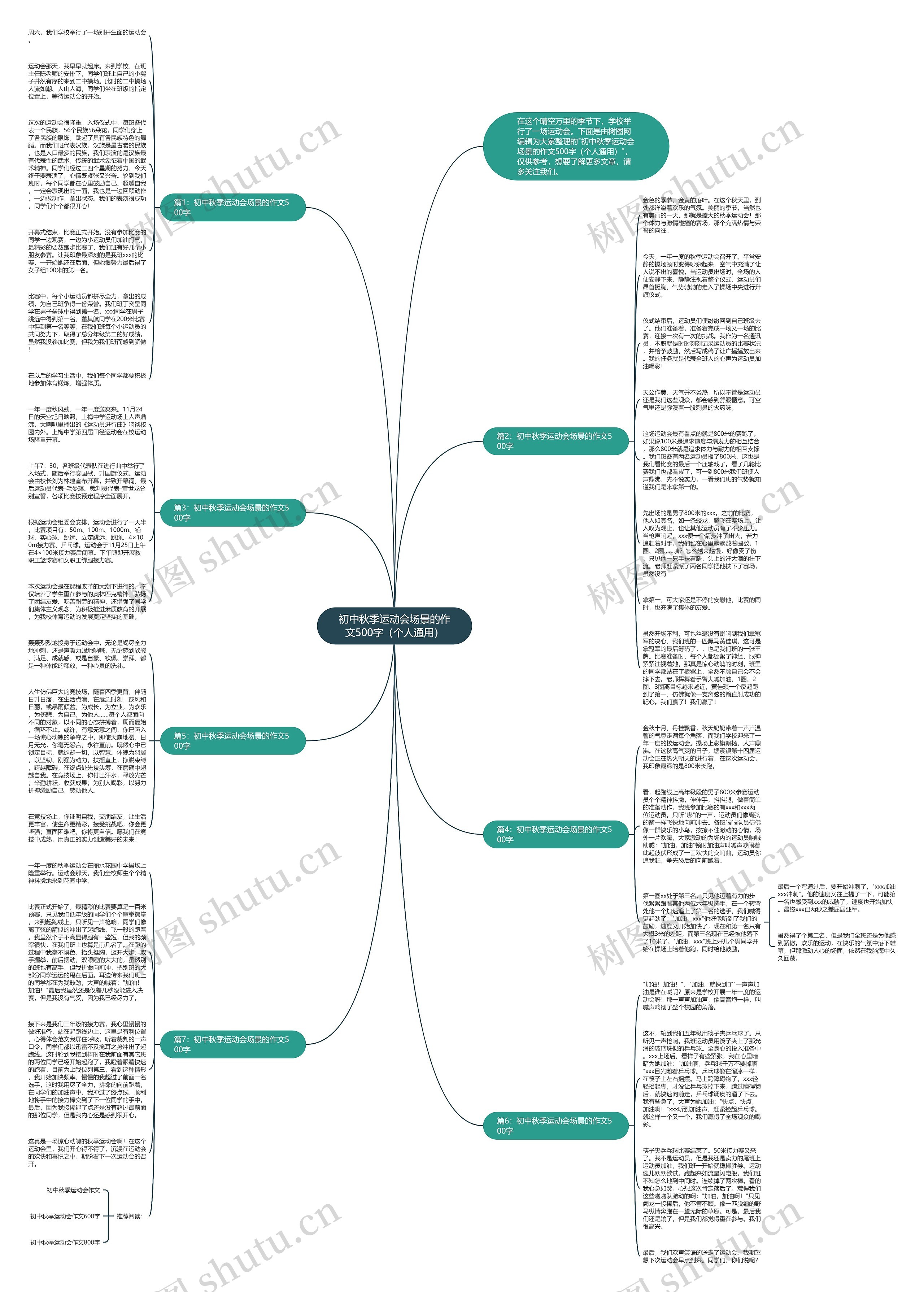 初中秋季运动会场景的作文500字（个人通用）思维导图