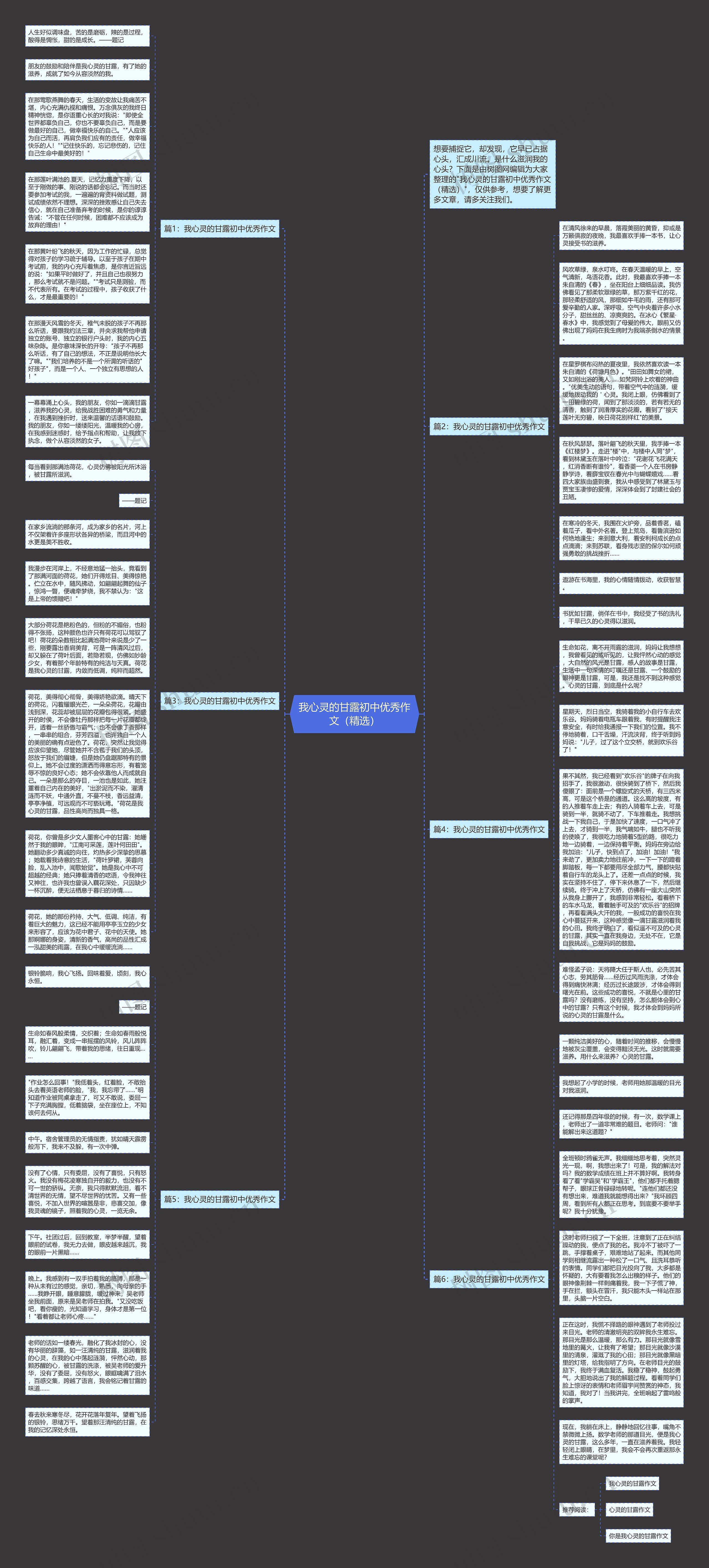 我心灵的甘露初中优秀作文（精选）思维导图