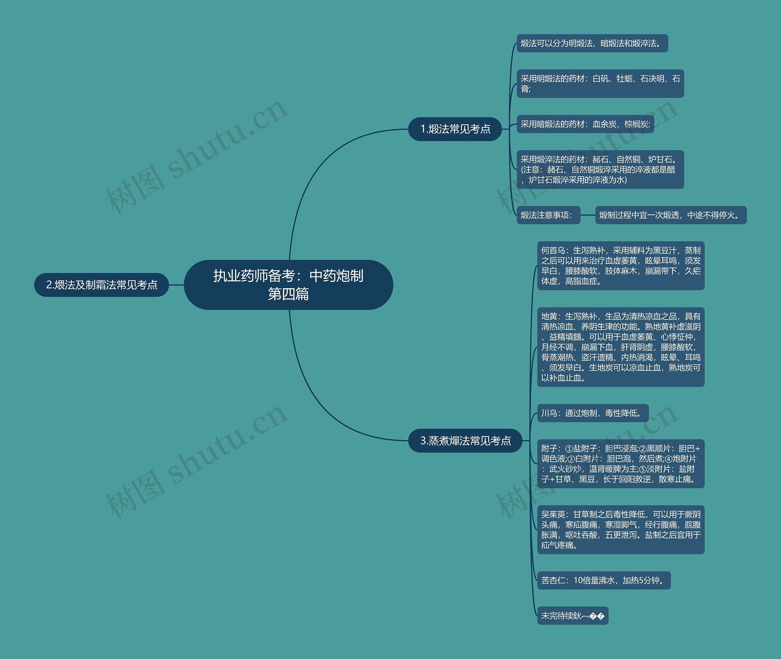 执业药师备考：中药炮制第四篇思维导图