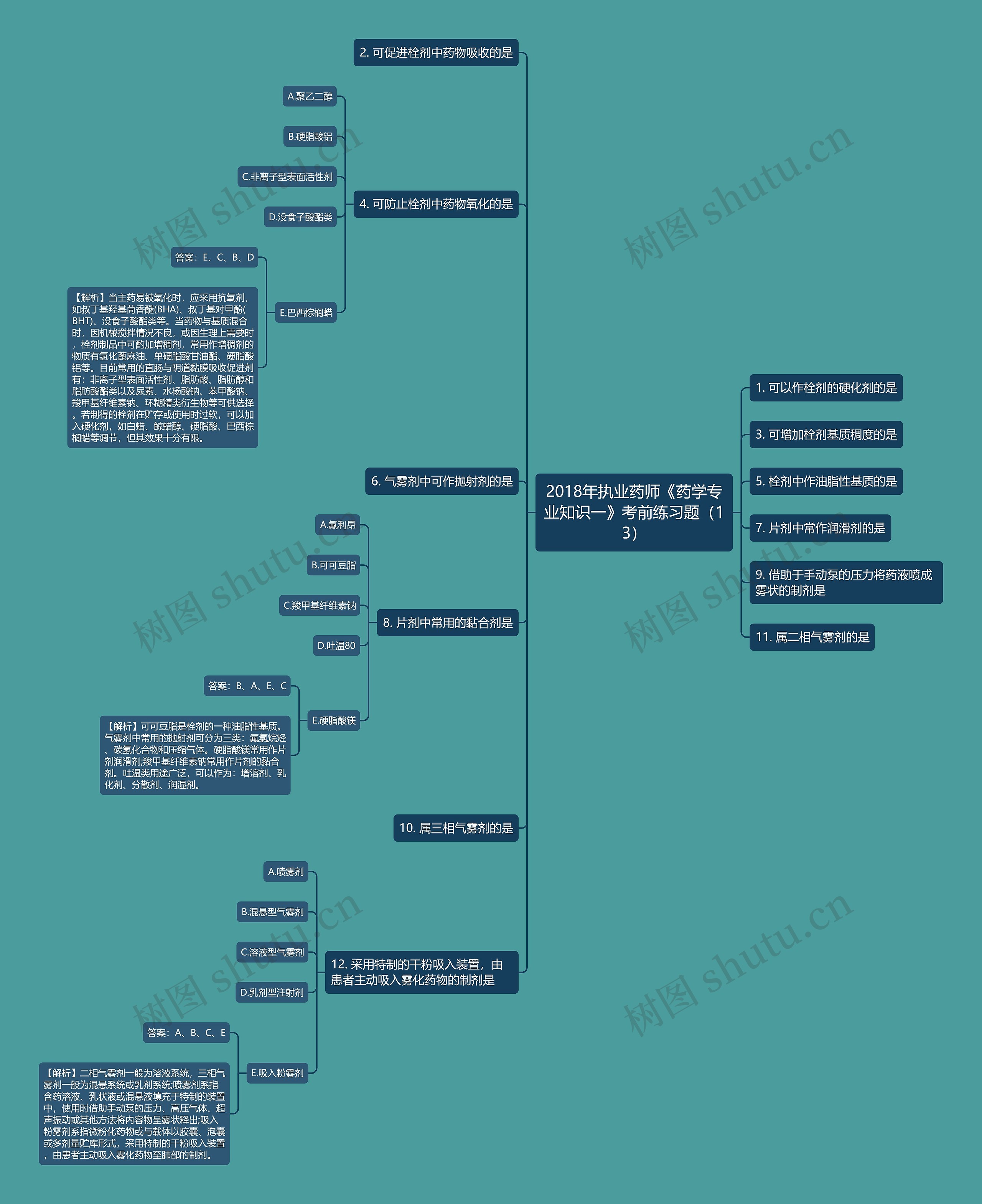 2018年执业药师《药学专业知识一》考前练习题（13）思维导图
