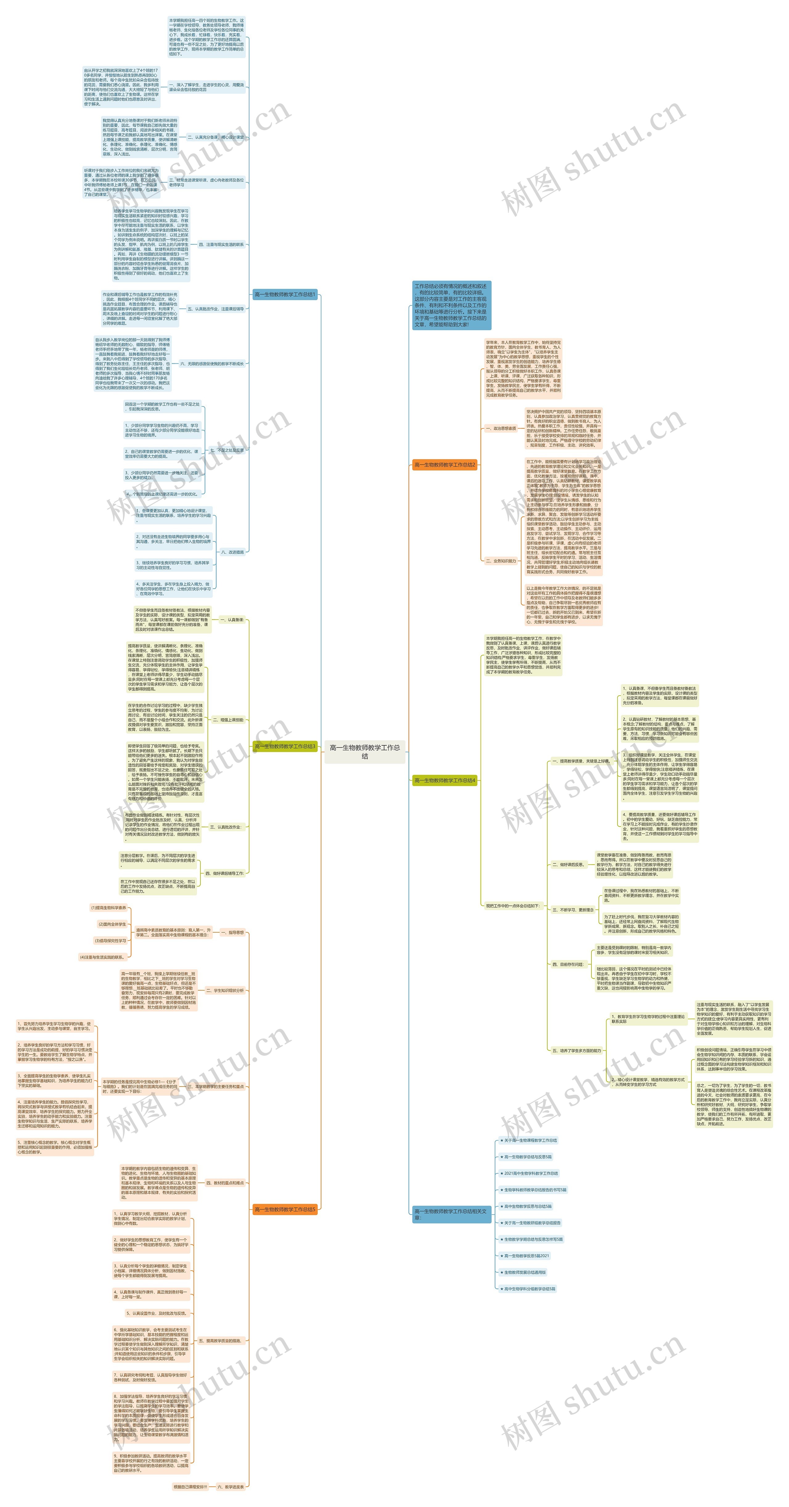 高一生物教师教学工作总结思维导图