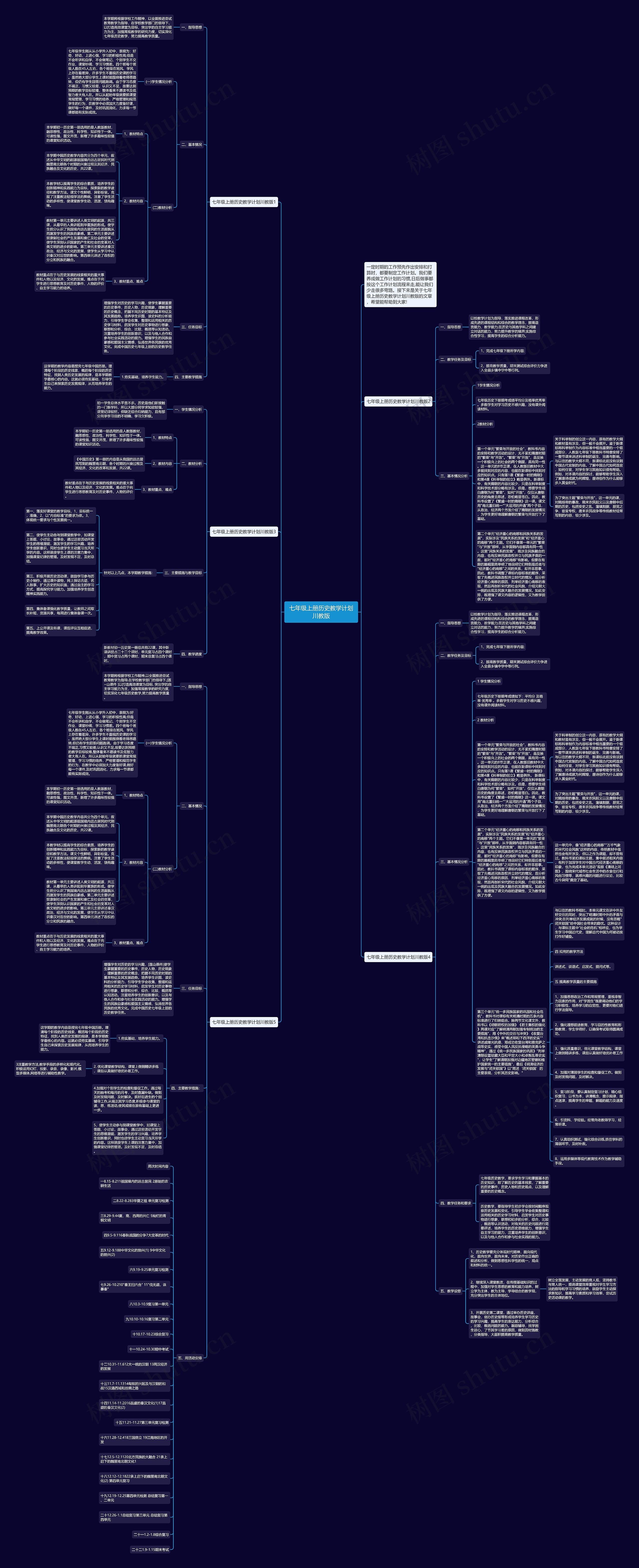 七年级上册历史教学计划川教版思维导图