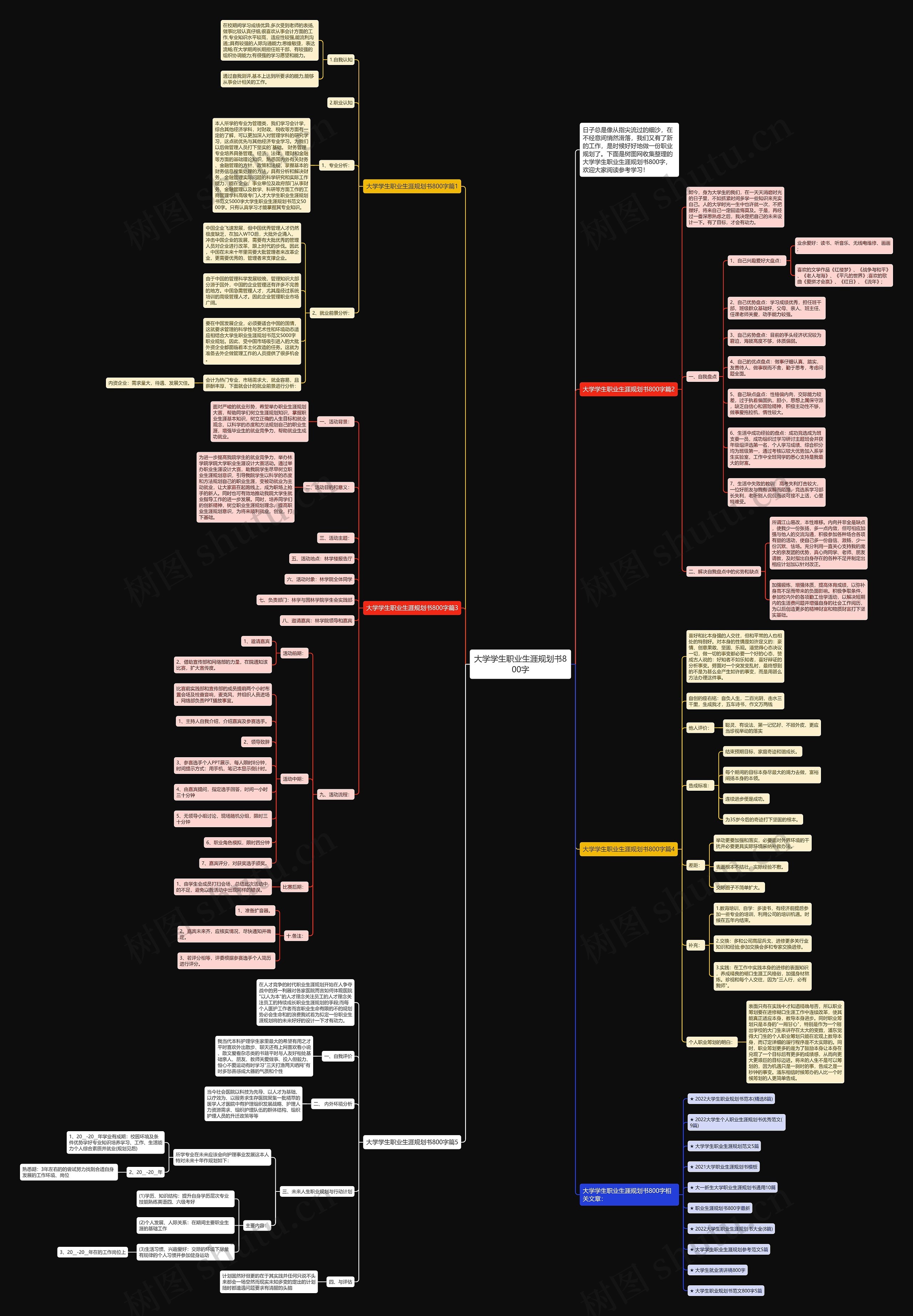 大学学生职业生涯规划书800字思维导图高清图 大学学生职业生涯规划书800字思维导图