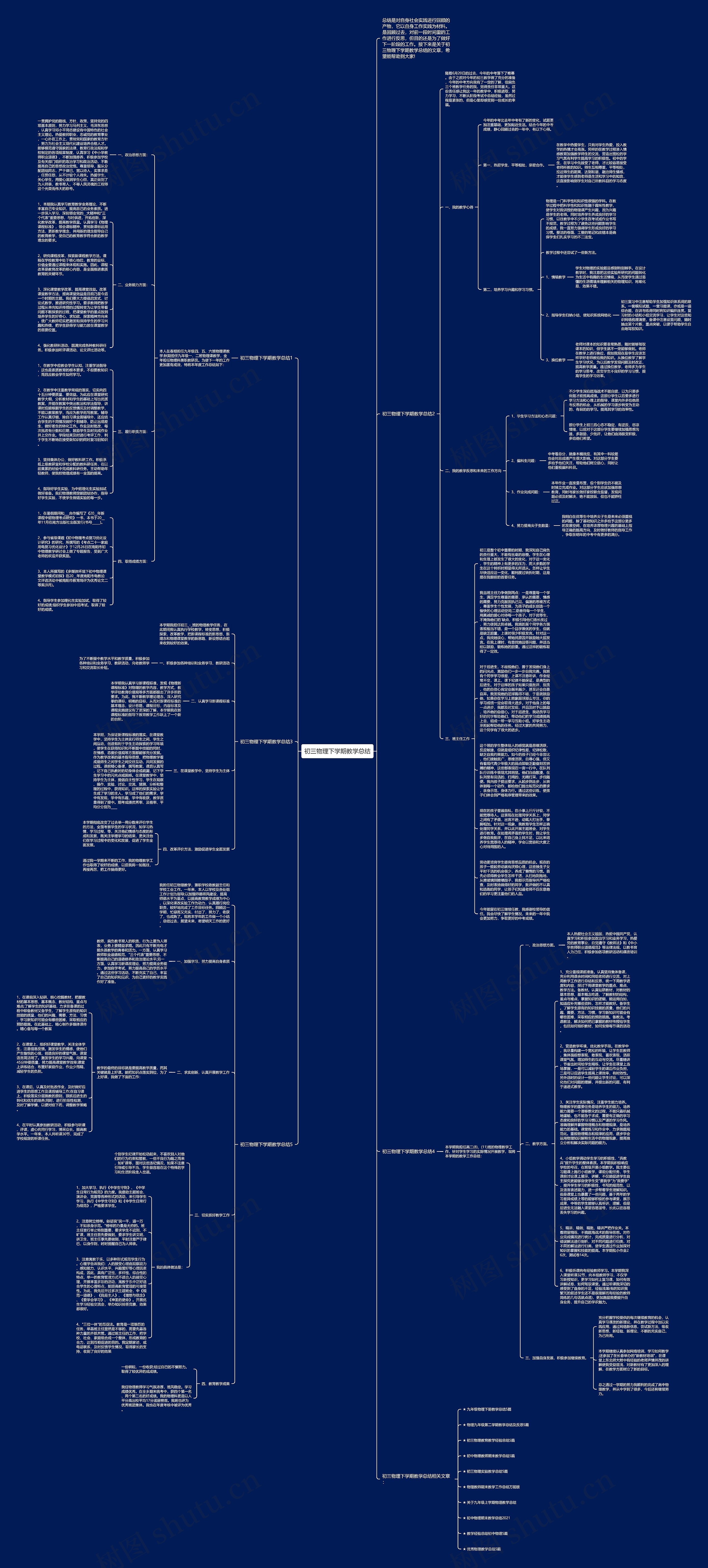 初三物理下学期教学总结思维导图